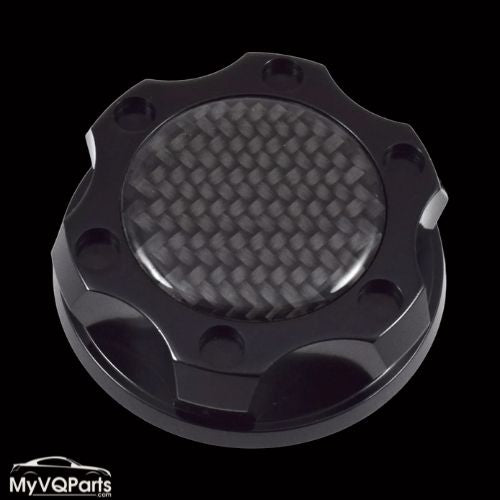 MyVQParts V2 Black Engine Oil Filler Cap Black Carbon Fiber Emblem Fits Nissan Infiniti