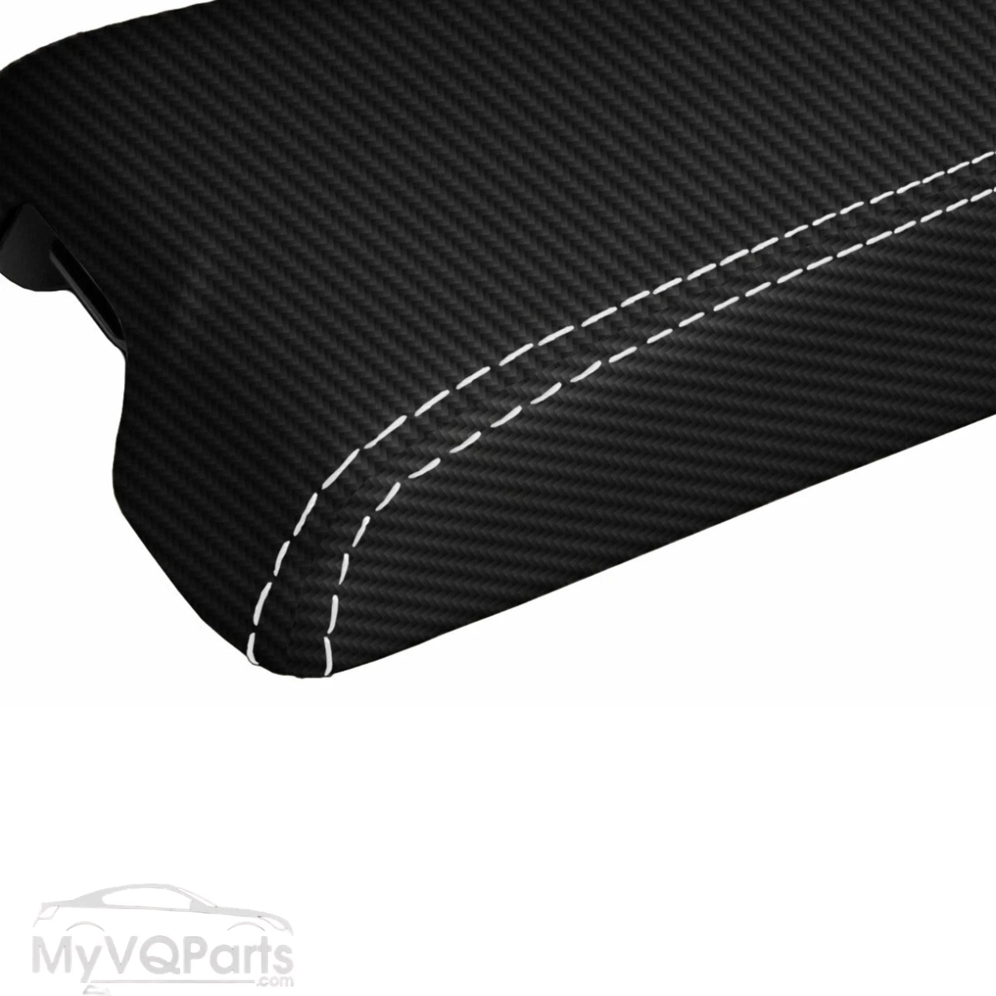 MyVQParts Console Lid Cover Carbon Fiber Style for Infiniti G35 Coupe 2002-2007 Custom Stitch
