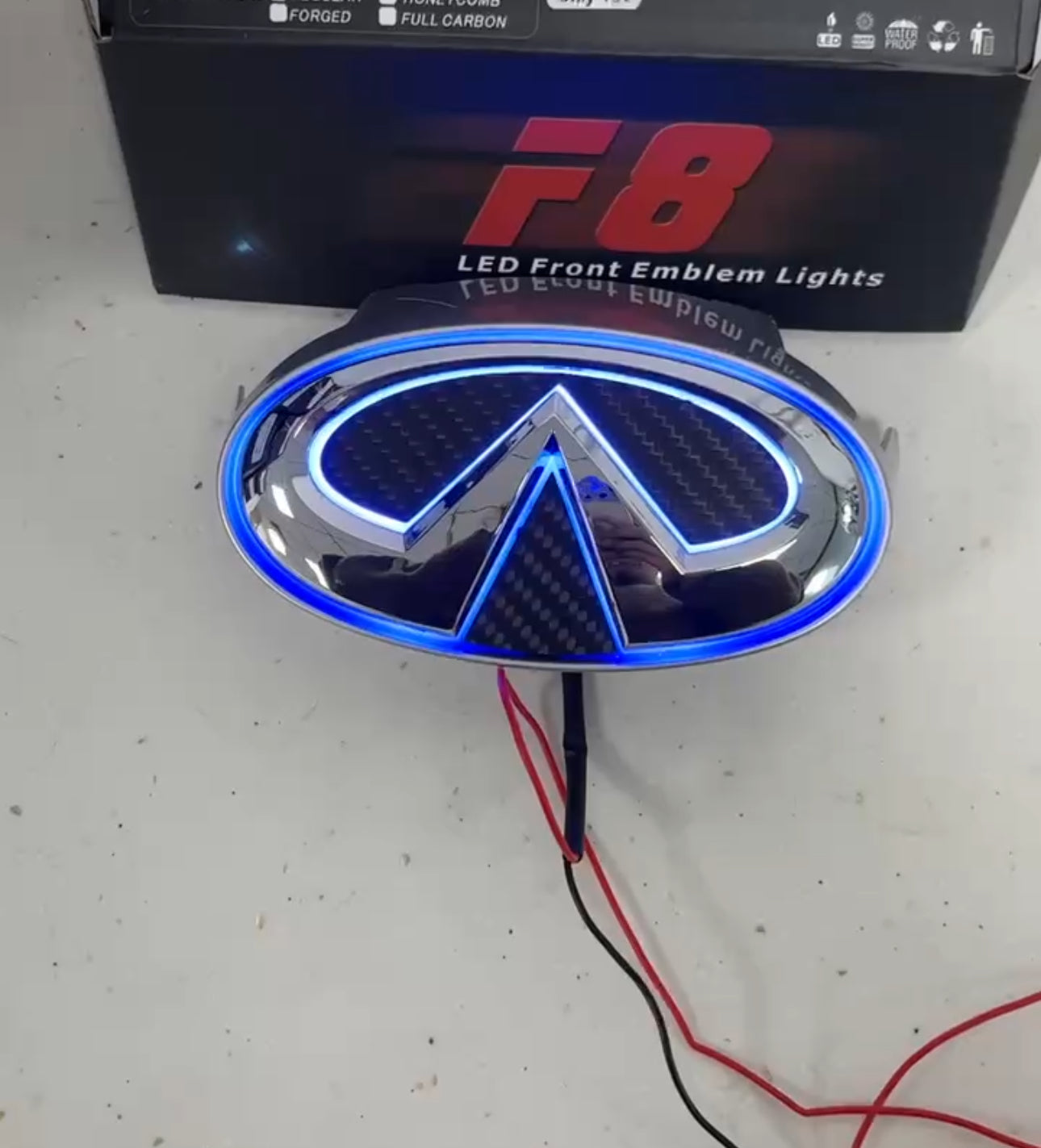 MyVQParts G37 Coupe & Sedan LED Emblem - Cool White, RGB, & Carbon Fiber