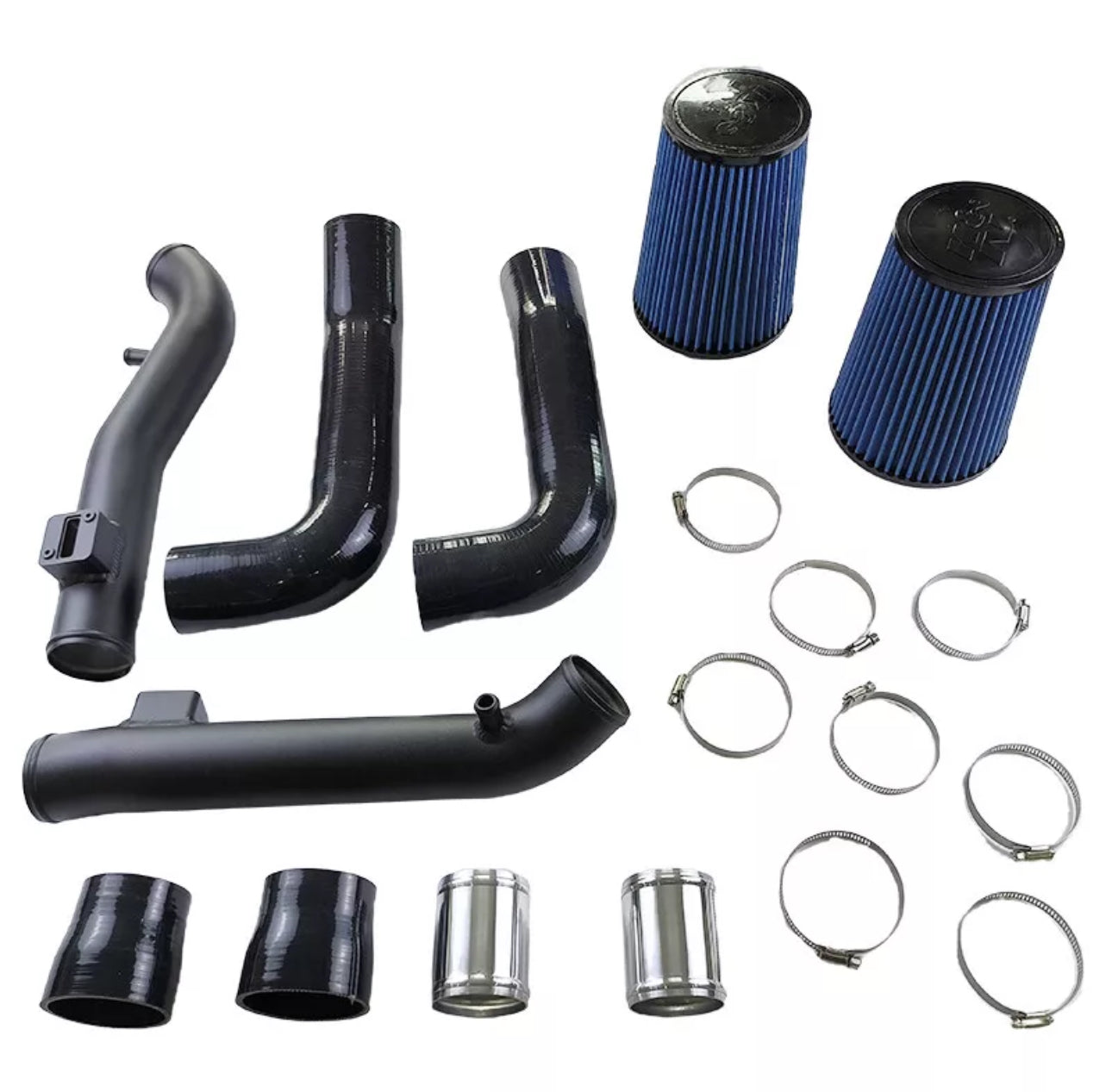 Dual front mount Cold Air Black Intake Kit+Blue Air Filter for 09-20 370Z/09-13 G37 3.7L V6