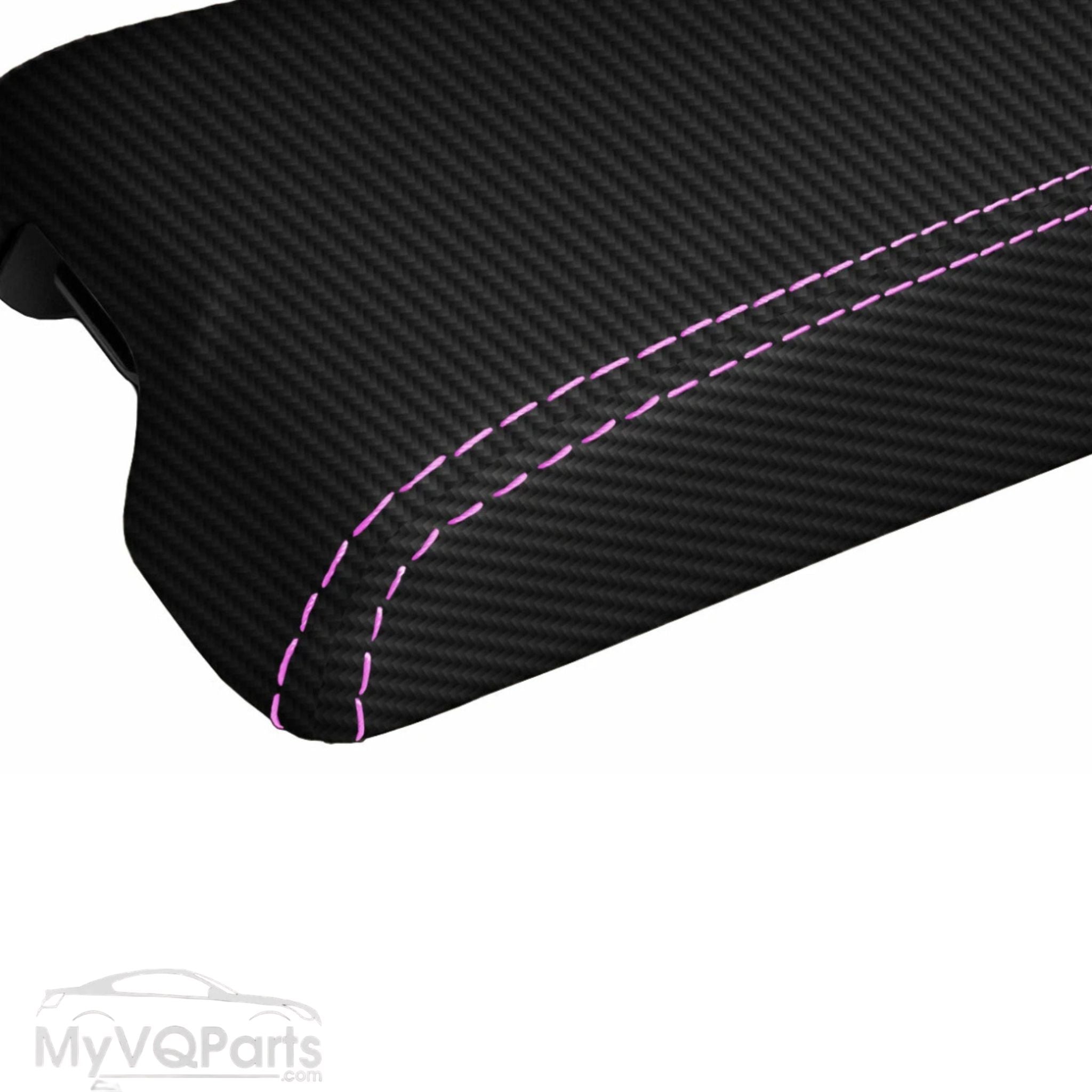 MyVQParts Console Lid Cover Carbon Fiber Style for Infiniti G35 Coupe 2002-2007 Custom Stitch