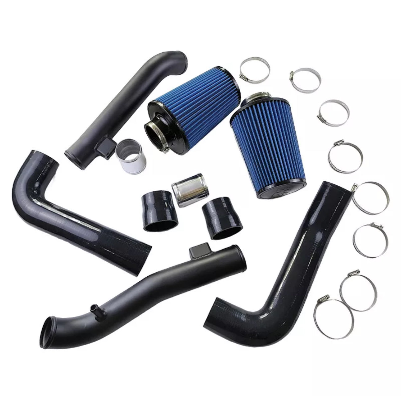 Dual front mount Cold Air Black Intake Kit+Blue Air Filter for 09-20 370Z/09-13 G37 3.7L V6