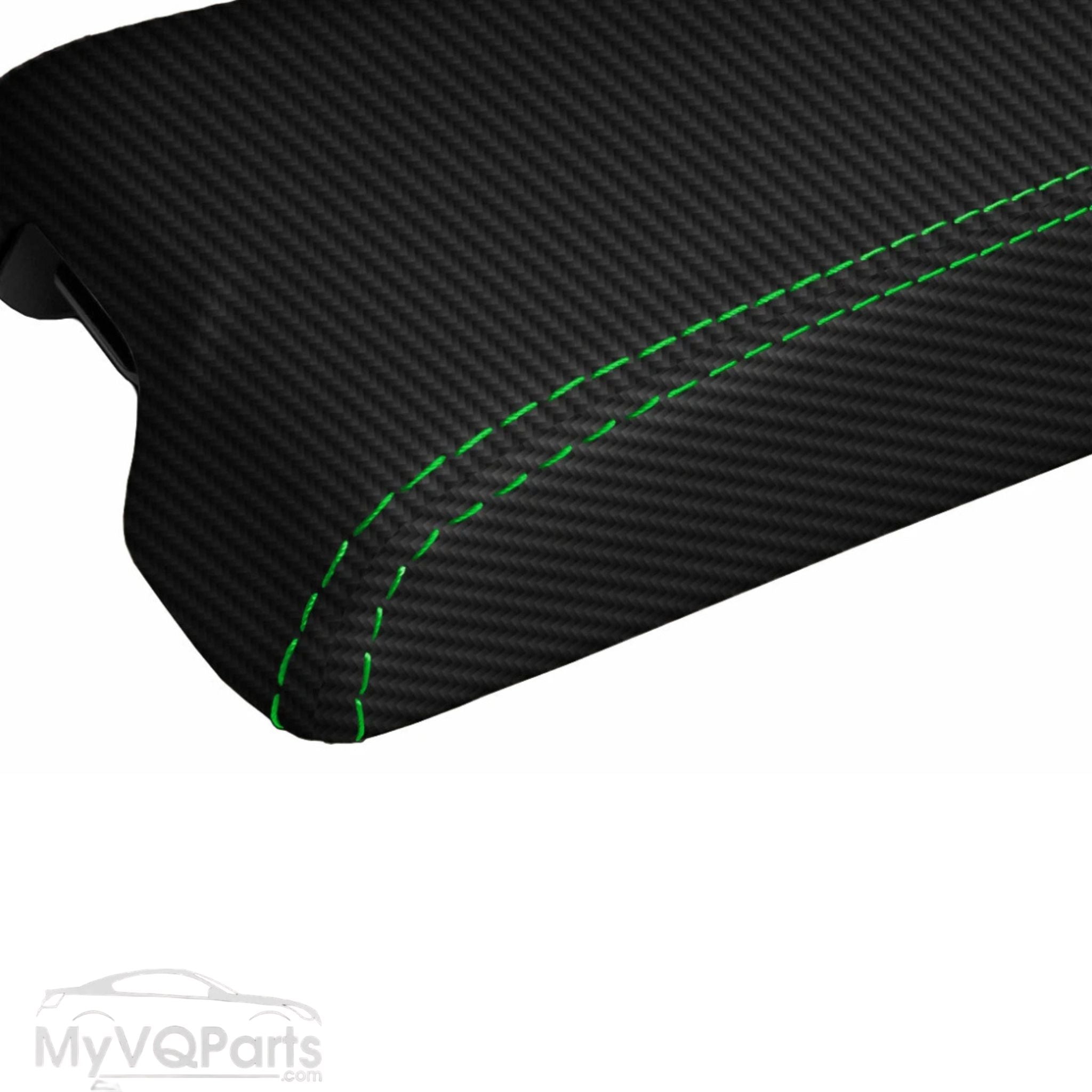 MyVQParts Console Lid Cover Carbon Fiber Style for Infiniti G35 Coupe 2002-2007 Custom Stitch