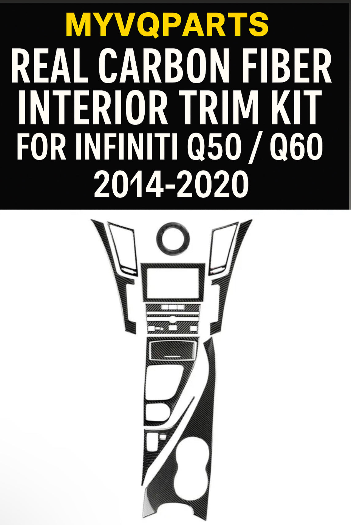 Real Carbon Fiber Interior Kit Decor Set Cover for Infiniti Q50 Q60 2014-2019 x11