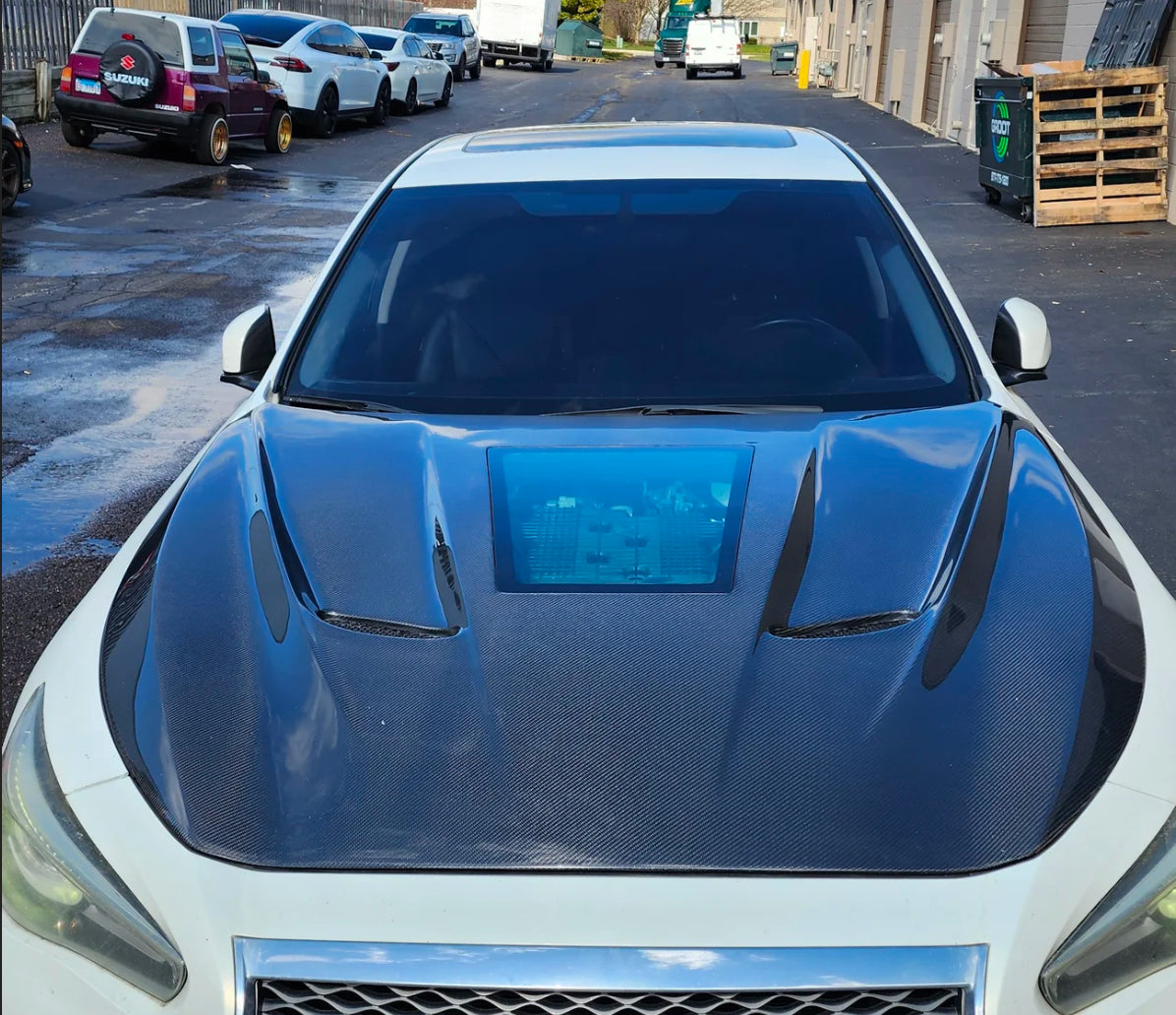 MyVQParts Carbon Fiber Dual Vented Window Hood – Infiniti Q50