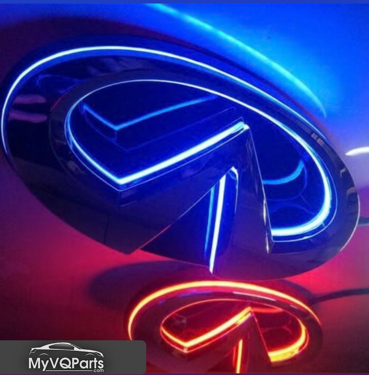 MyVQParts Q50/Q60 LED Emblem - Cool White, RGB, Chasing RGB, & Carbon Fiber Options