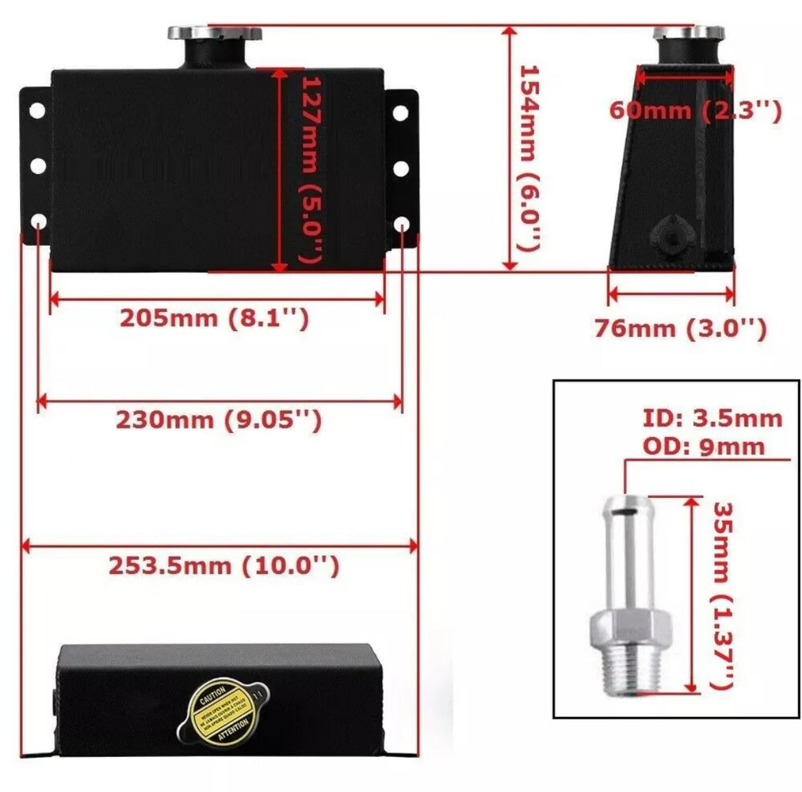 MyVQParts 1.6L Aluminum Radiator Coolant Overflow Bottle Expansion Reservoir Tank