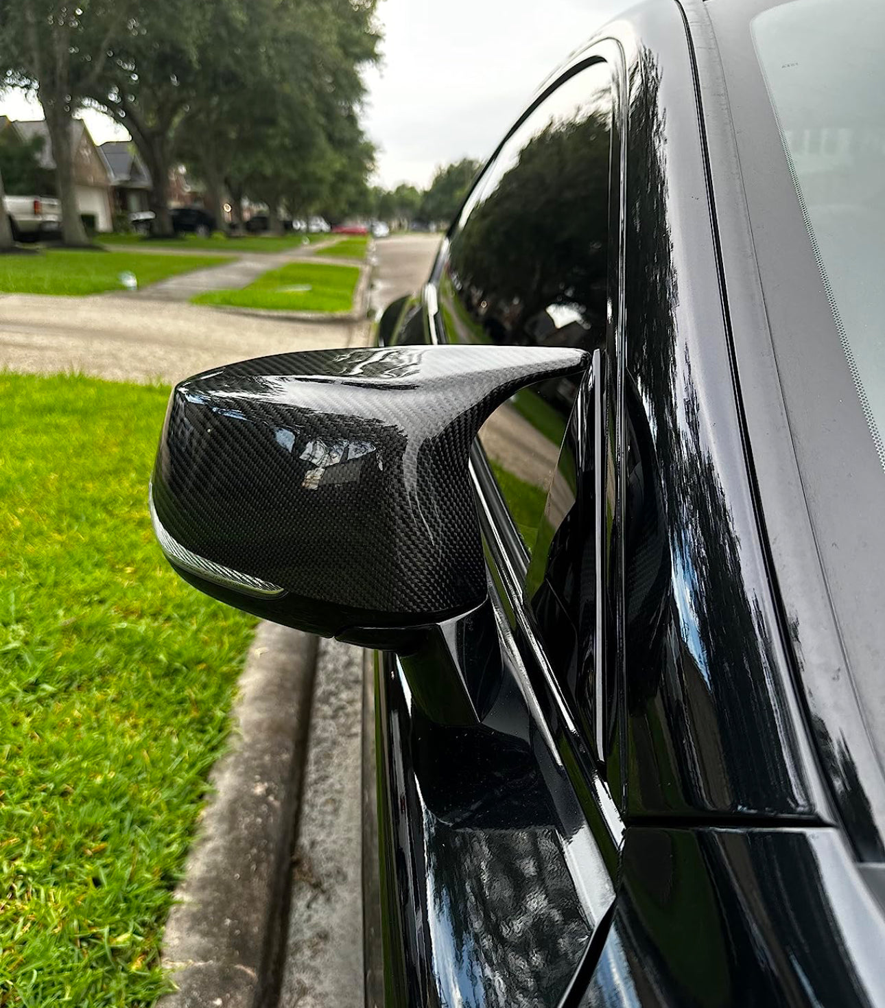MyVQParts V1 M Style Real Carbon Fiber Side Mirror Cover Caps for 2014-2022 Infiniti Q50/Q60