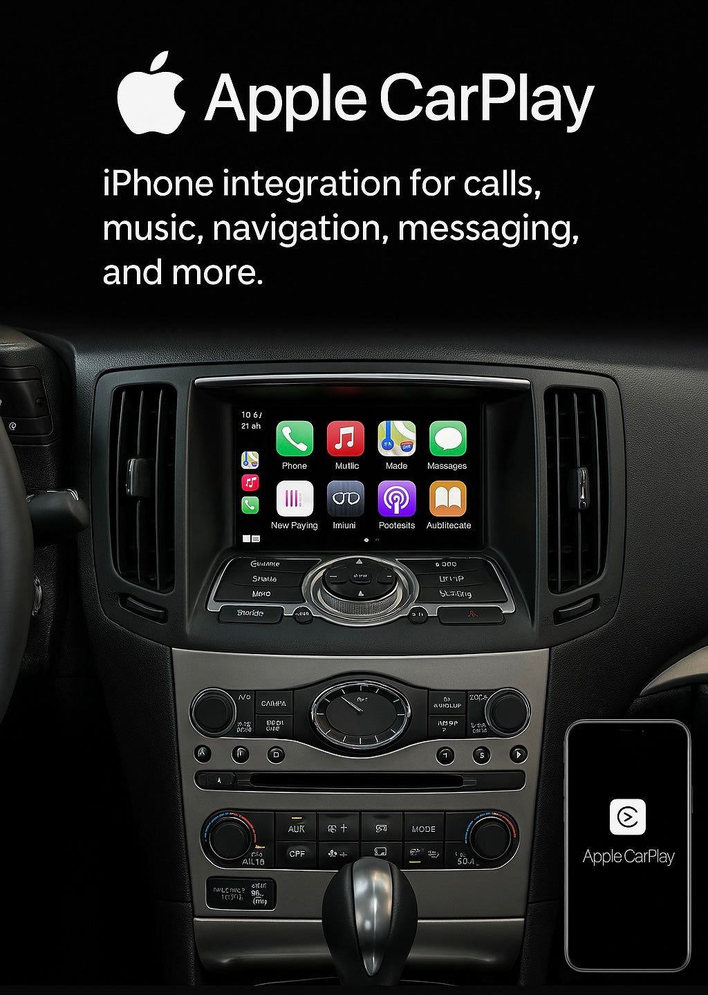 MyVQParts Apple CarPlay/Android Auto Module for G37, 370Z, Q50, Q60 GTR & Other Infiniti/Nissan Models