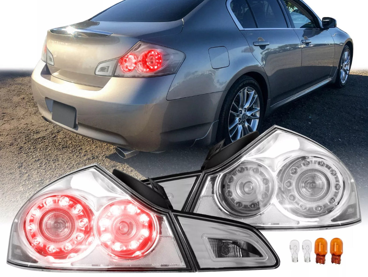 MyVQParts G37 Clears G35/G37 Sedan (2007-2015) Premium Clear Taillights