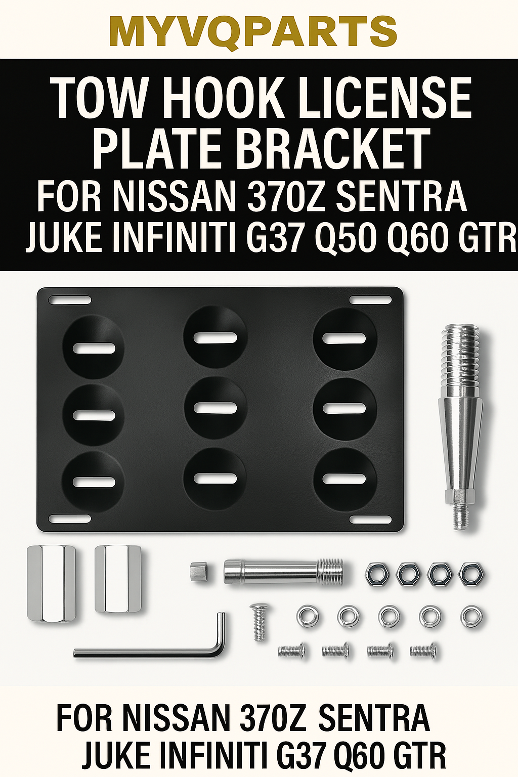 TOW HOOK LICENSE PLATE BRACKET FOR NISSAN 370Z SENTRA JUKE INFINITI G37 Q50 Q60 GTR