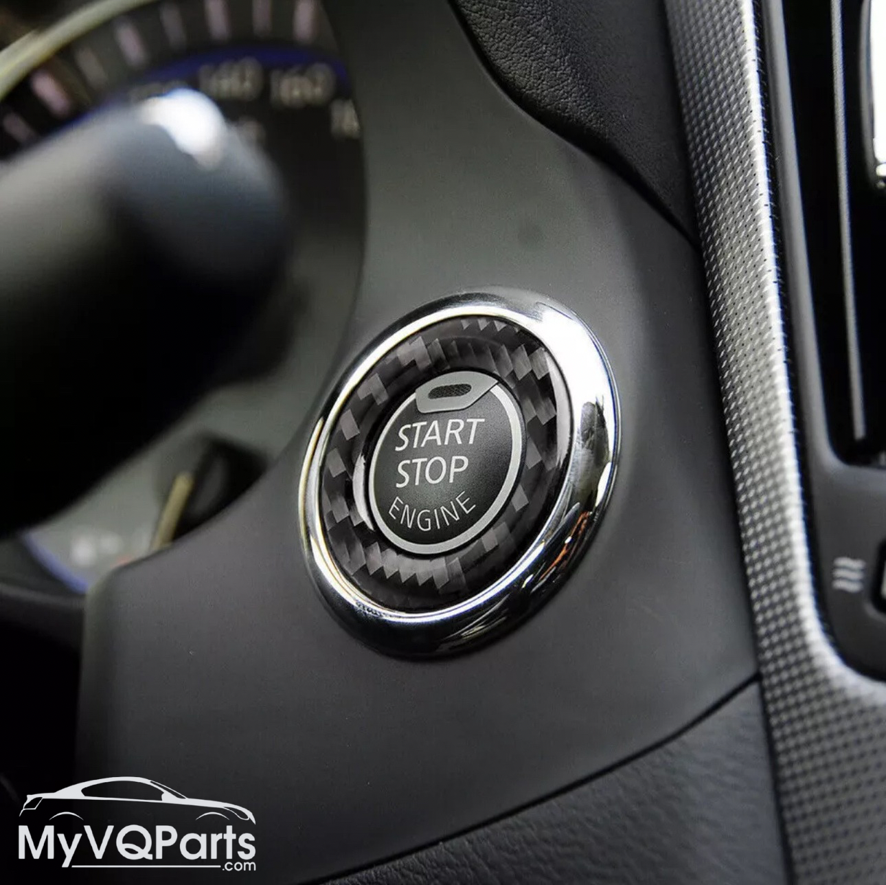 MyVQParts Carbon Fiber Engine Push Start/Stop Switch Ring Trim for Infiniti Q50/Q60 (2014-2019)
