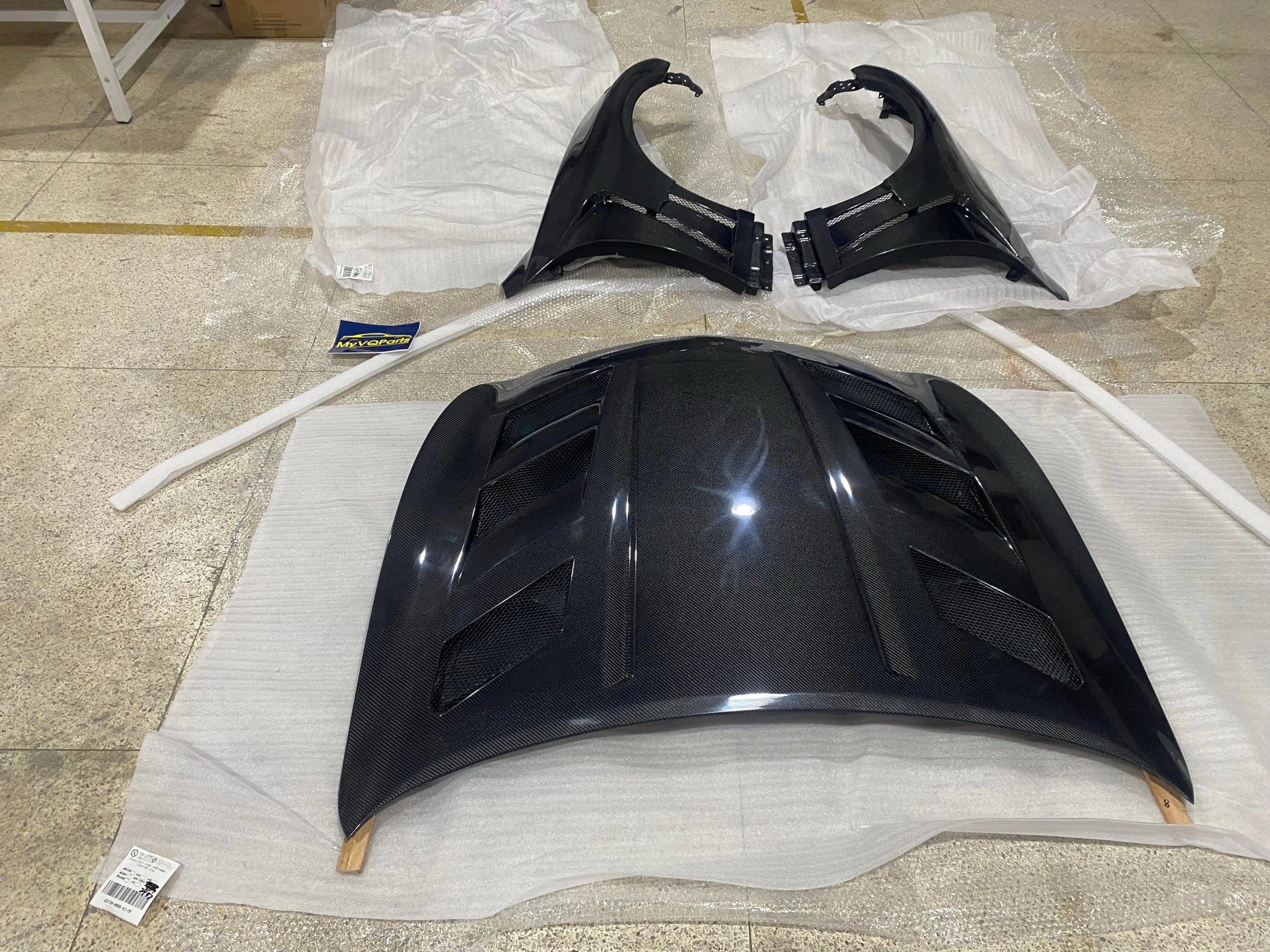 MyVQParts G37 Coupe V1 Combo Package – V1 Carbon Hood + V1 Carbon Fenders