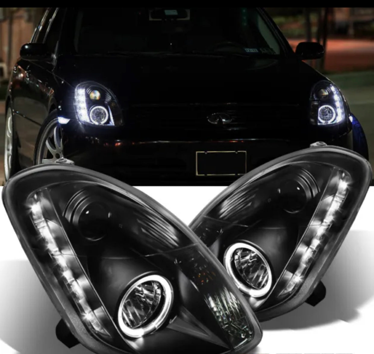 2005-2006 Infiniti G35 Sedan Halo LED Projector Headlights Head Lamps