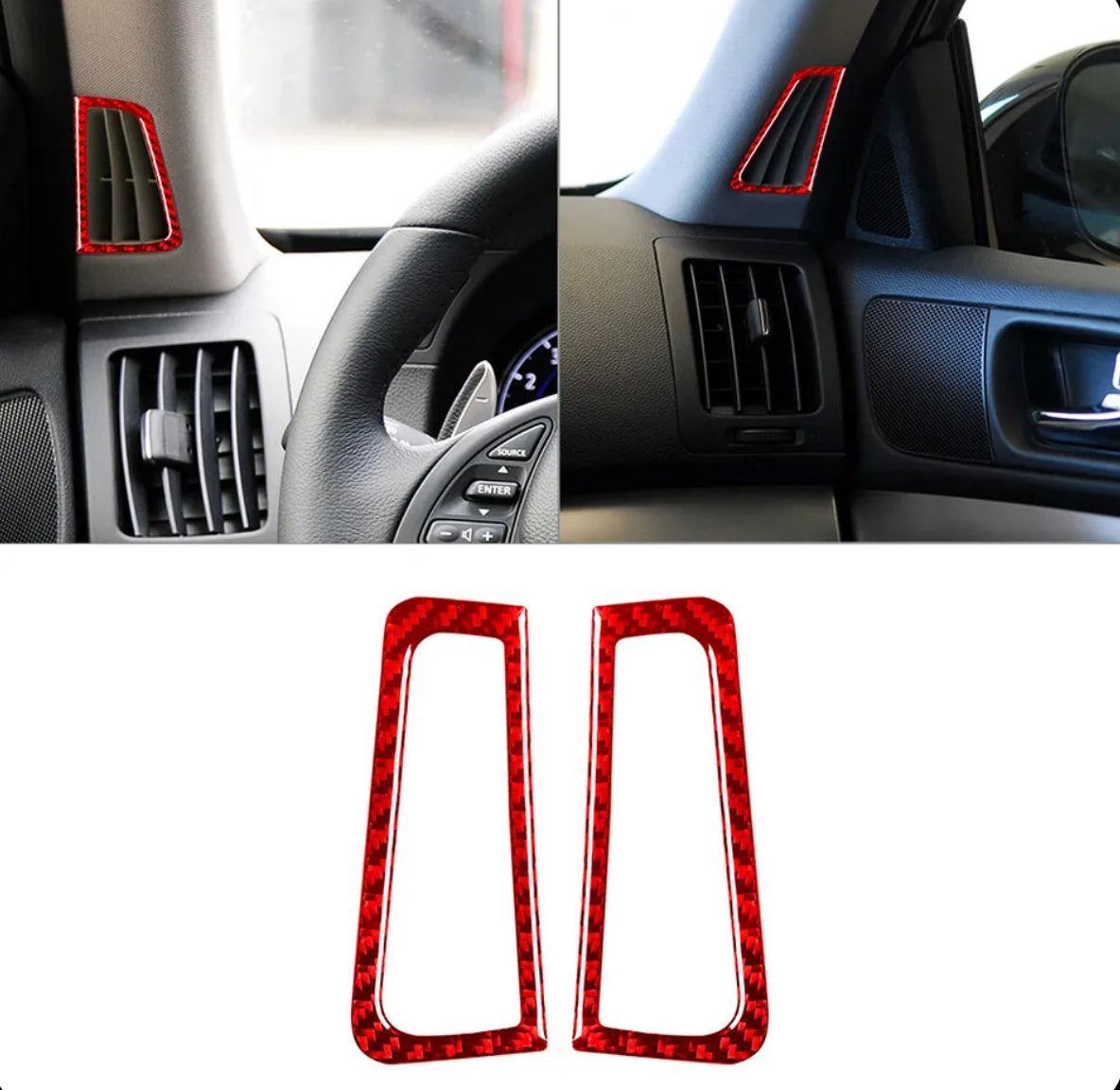 2Pcs For Infiniti G37 Coupe & Sedan 2010-2013 Carbon Fiber A Pillar Defogger Vent Cover Trim