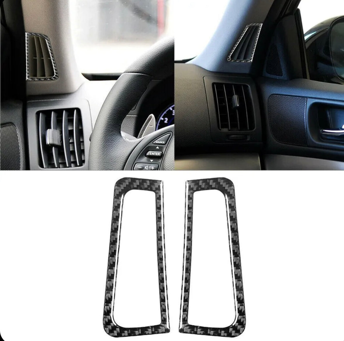 2Pcs For Infiniti G37 Coupe & Sedan 2010-2013 Carbon Fiber A Pillar Defogger Vent Cover Trim