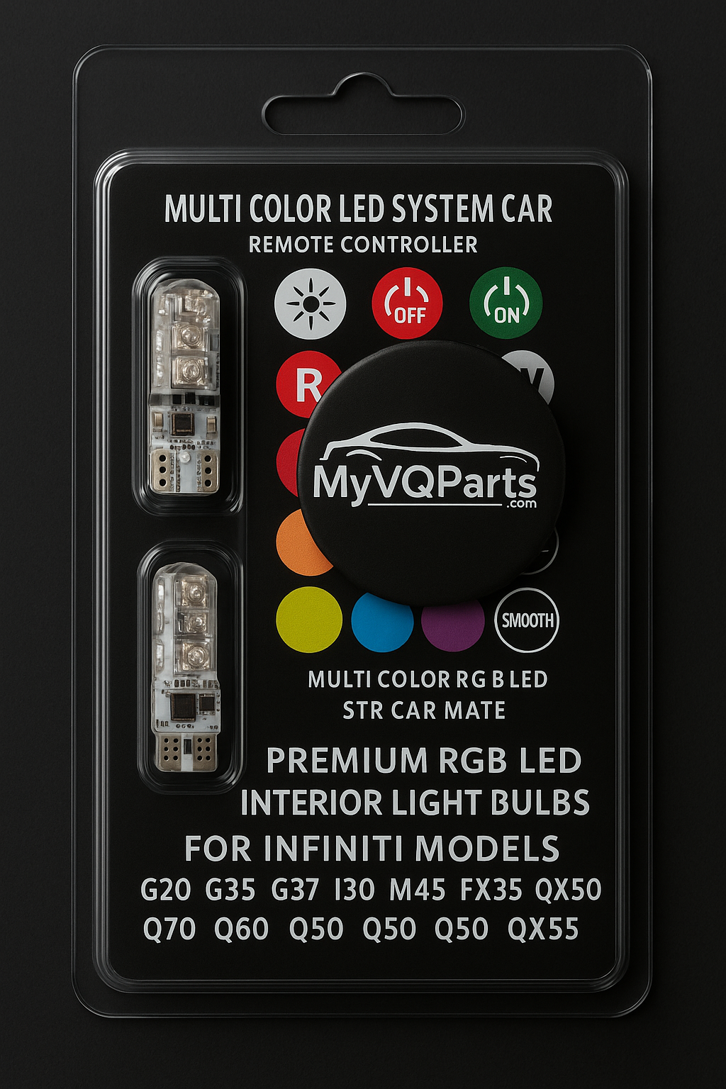 Premium RGB LED Interior Light Bulbs for Infiniti Models (G20, G35, G37, I30, M45, FX35, QX50, Q70, Q60, Q50, QX55)