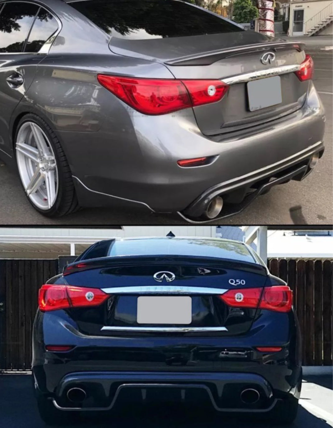 MyVQParts 2014-17 Infiniti Q50 2-Piece Real Carbon Fiber Rear Bumper Diffuser Kit