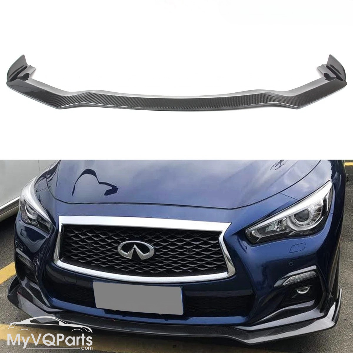 MyVQParts CARBON FIBER Front Bumper Lip Splitter for 2018-2024 Infiniti Q50 S Sport Model