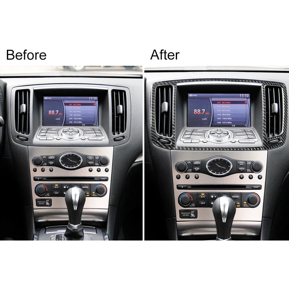 Real Carbon Fiber Center Air Vent Trim Cover for Infiniti G37 Coupe & Sedan 2010–2013 – 3M Adhesive Backing