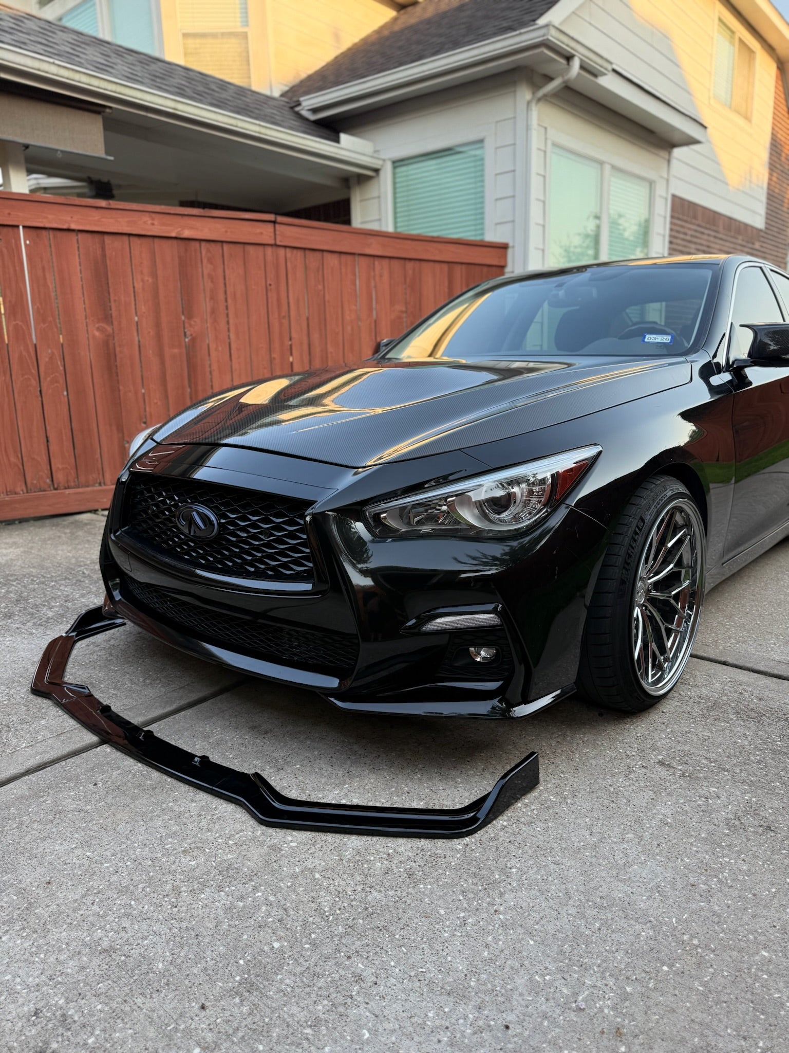 MyVQParts 2018-2024 Infiniti Q50S Sport Premium Glossy Black Front Bumper Lip Splitter
