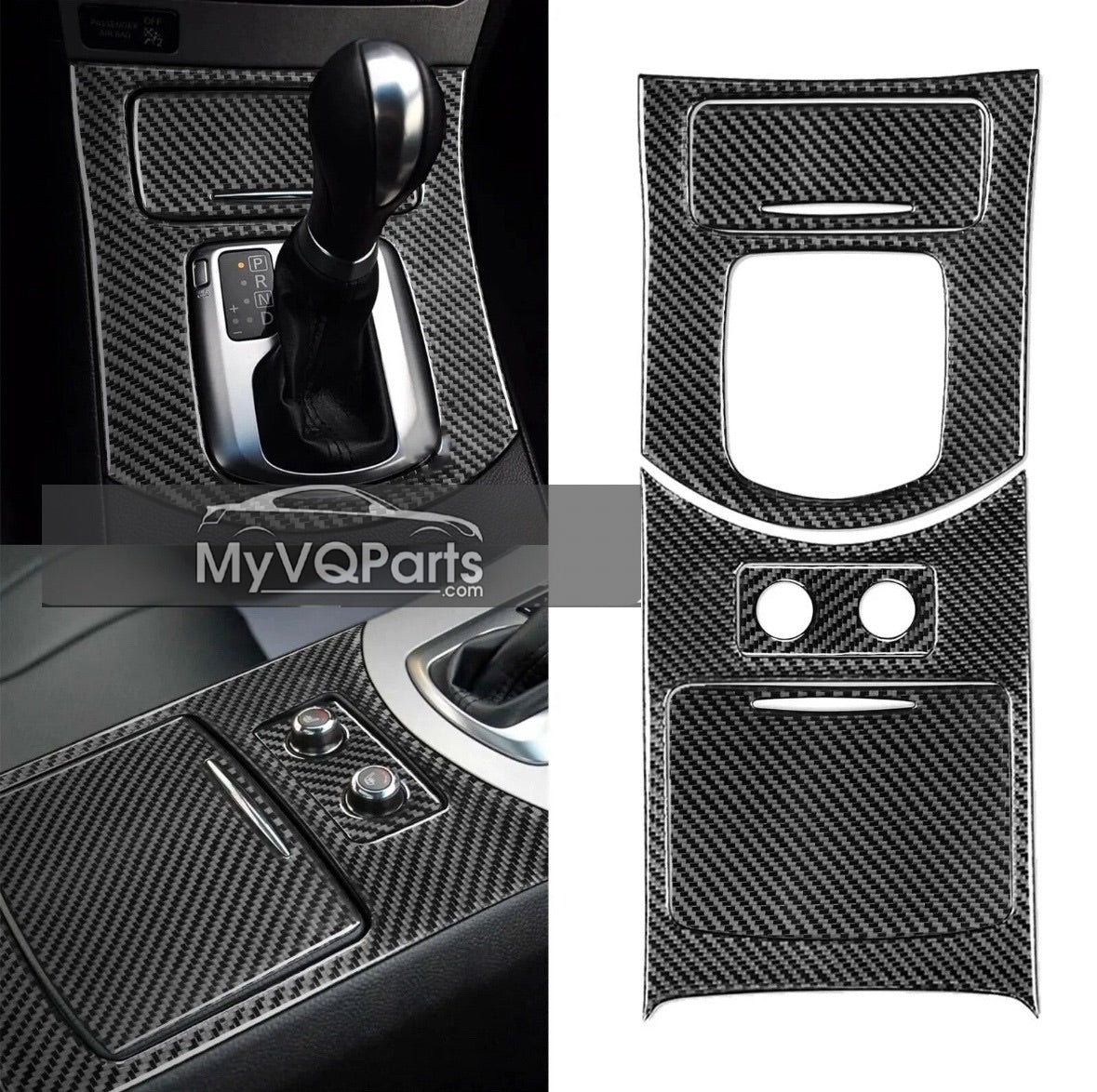 5Pcs Real Carbon Fiber Gear Shift Panel Cover Set For Infiniti G35 G37 2007-2010