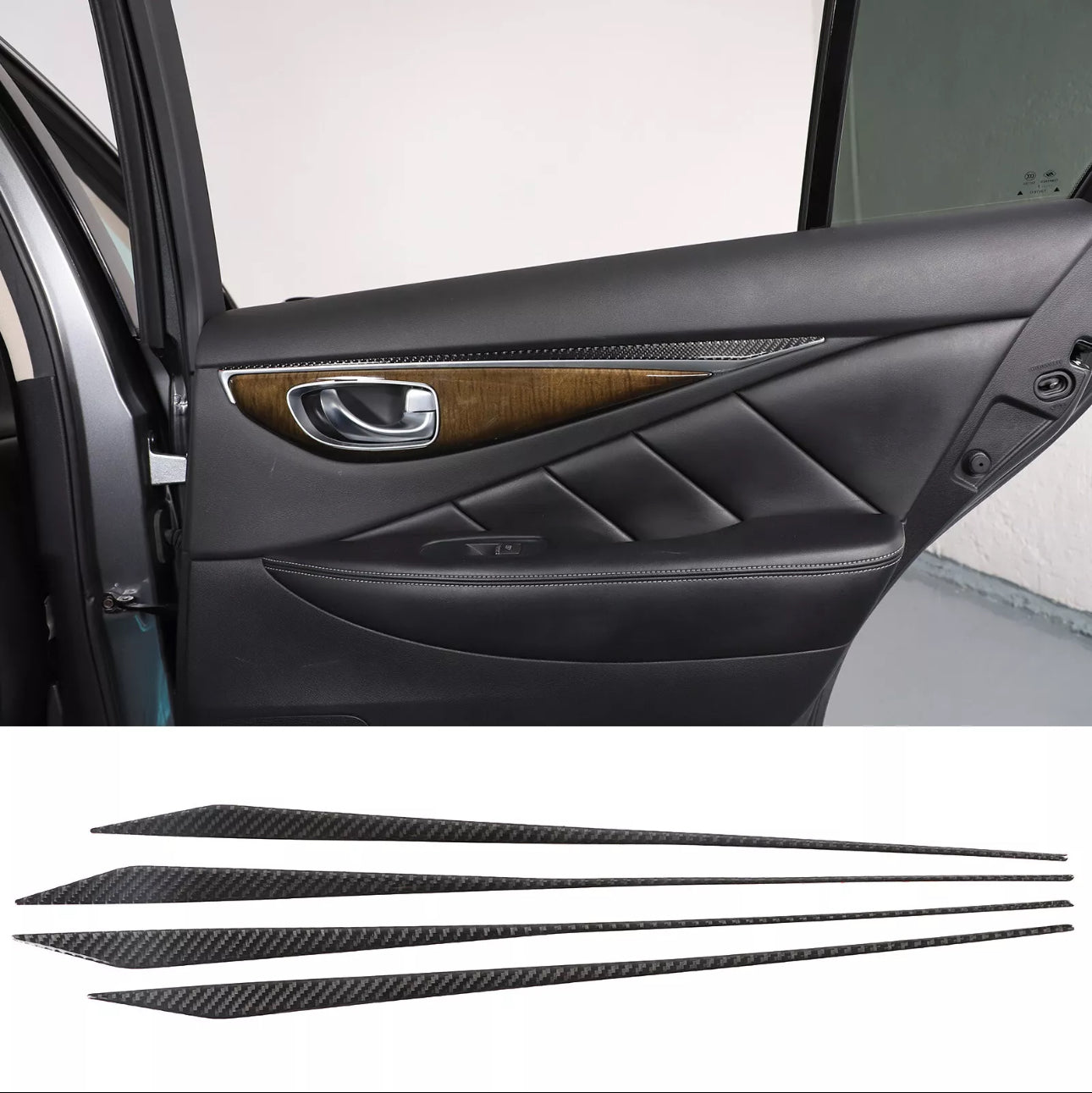 Carbon Fiber Interior Car Door Panel Trim Strip Sticker For Infiniti Q50 2015-22