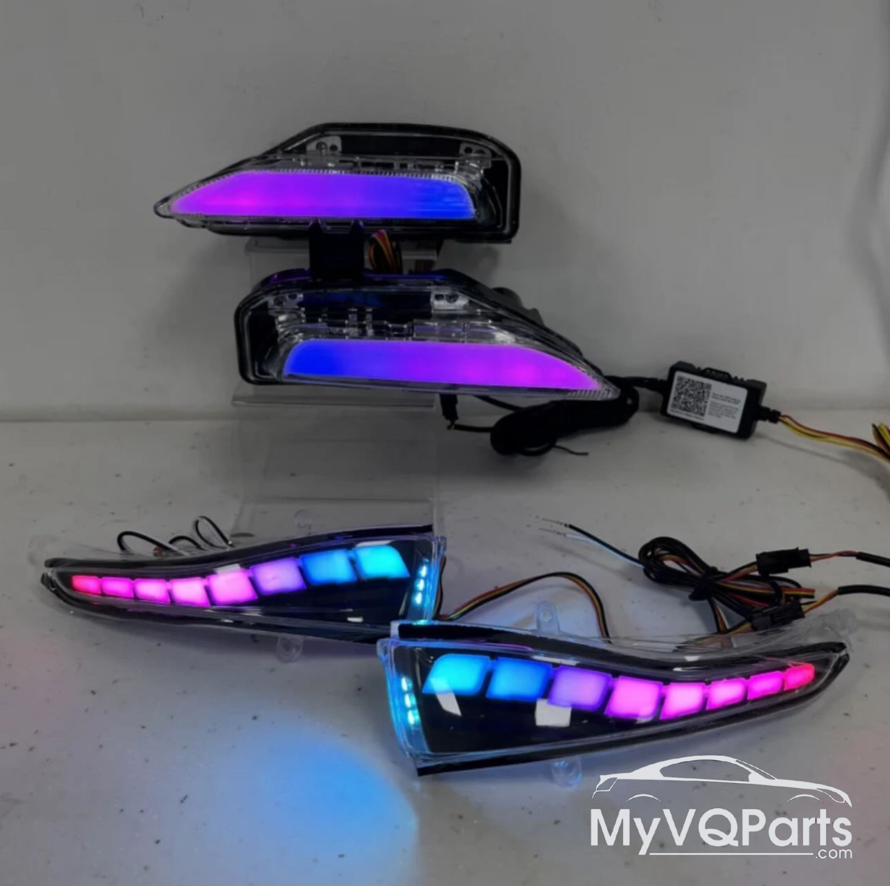 RGB Side Mirror + Fog Light Sequential Blink LED Turn Signal Combo Pack for Infiniti Q50