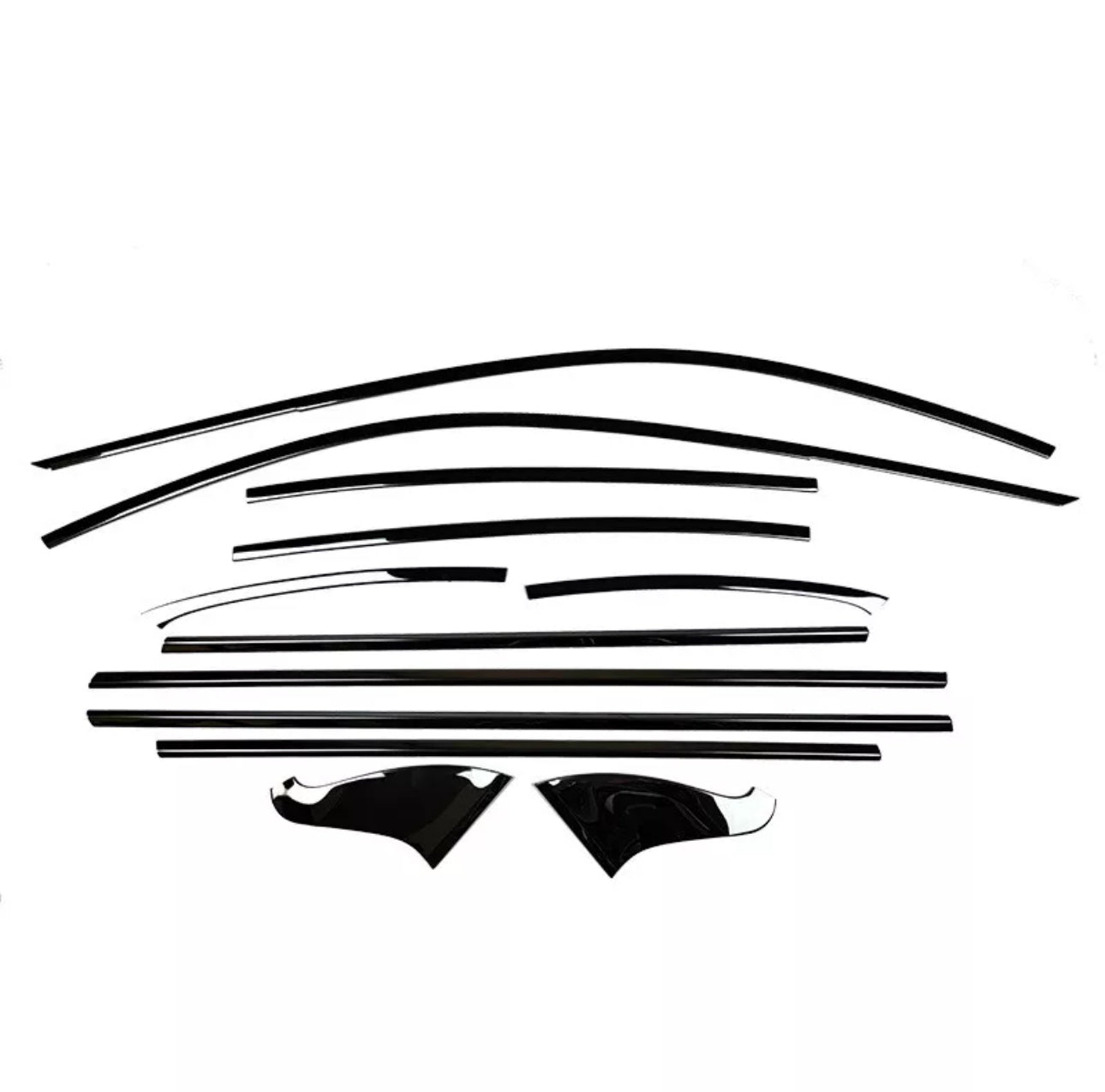 Gloss Black Steel Window Trim Cover Kit – 12PCS for Infiniti Q50 2014-2024 | MyVQParts