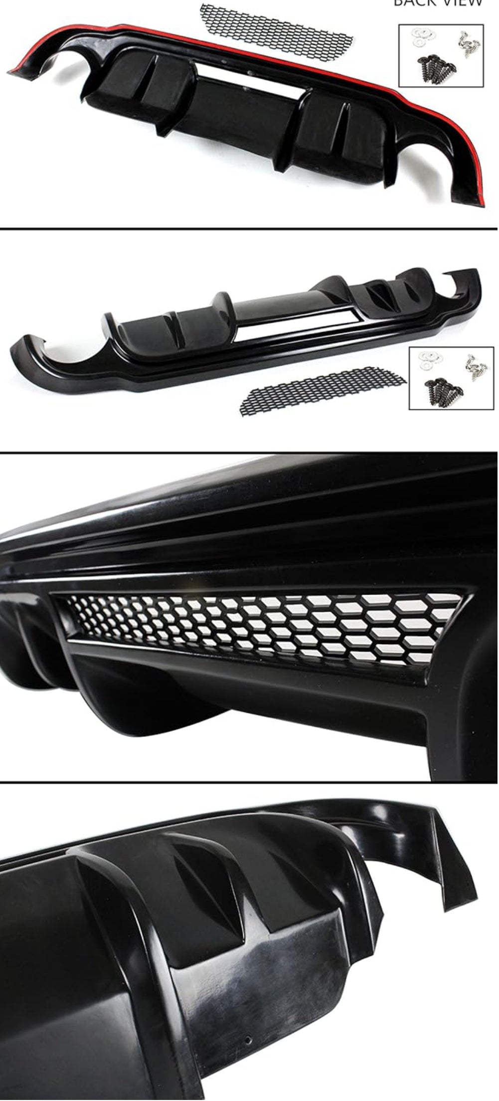 MyVQParts JDM Style Rear Bumper Add-On Diffuser with Open Vent Design for 2014-2017 Infiniti Q50 (Unpainted)