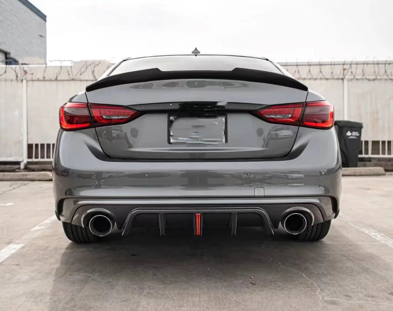 MyVQParts Infiniti Q50 V2 Carbon Fiber Diffuser with LED Brake Light 2014-2017, 2018-2024