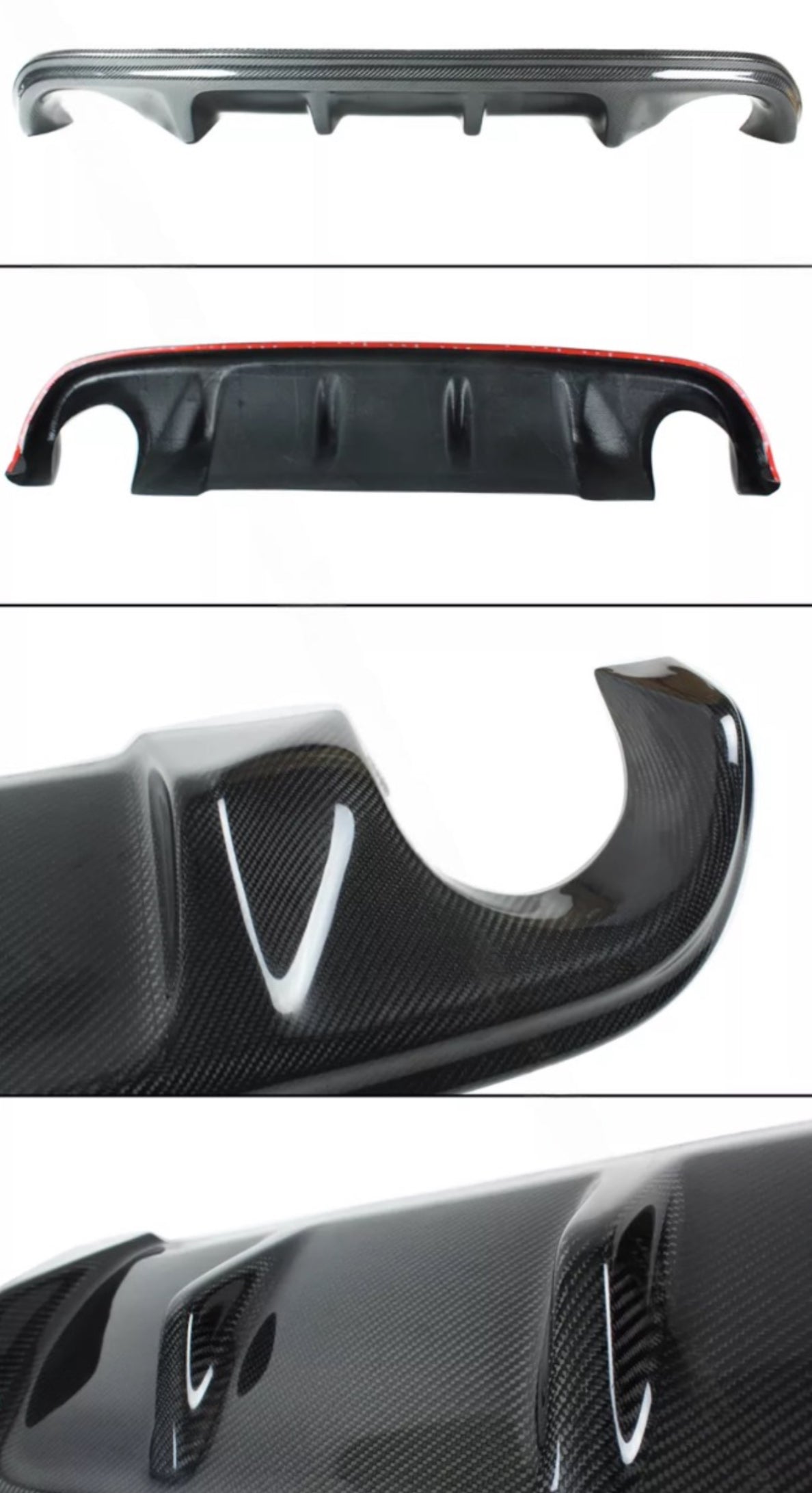 MyVQParts 2014-17 Infiniti Q50 2-Piece Real Carbon Fiber Rear Bumper Diffuser Kit