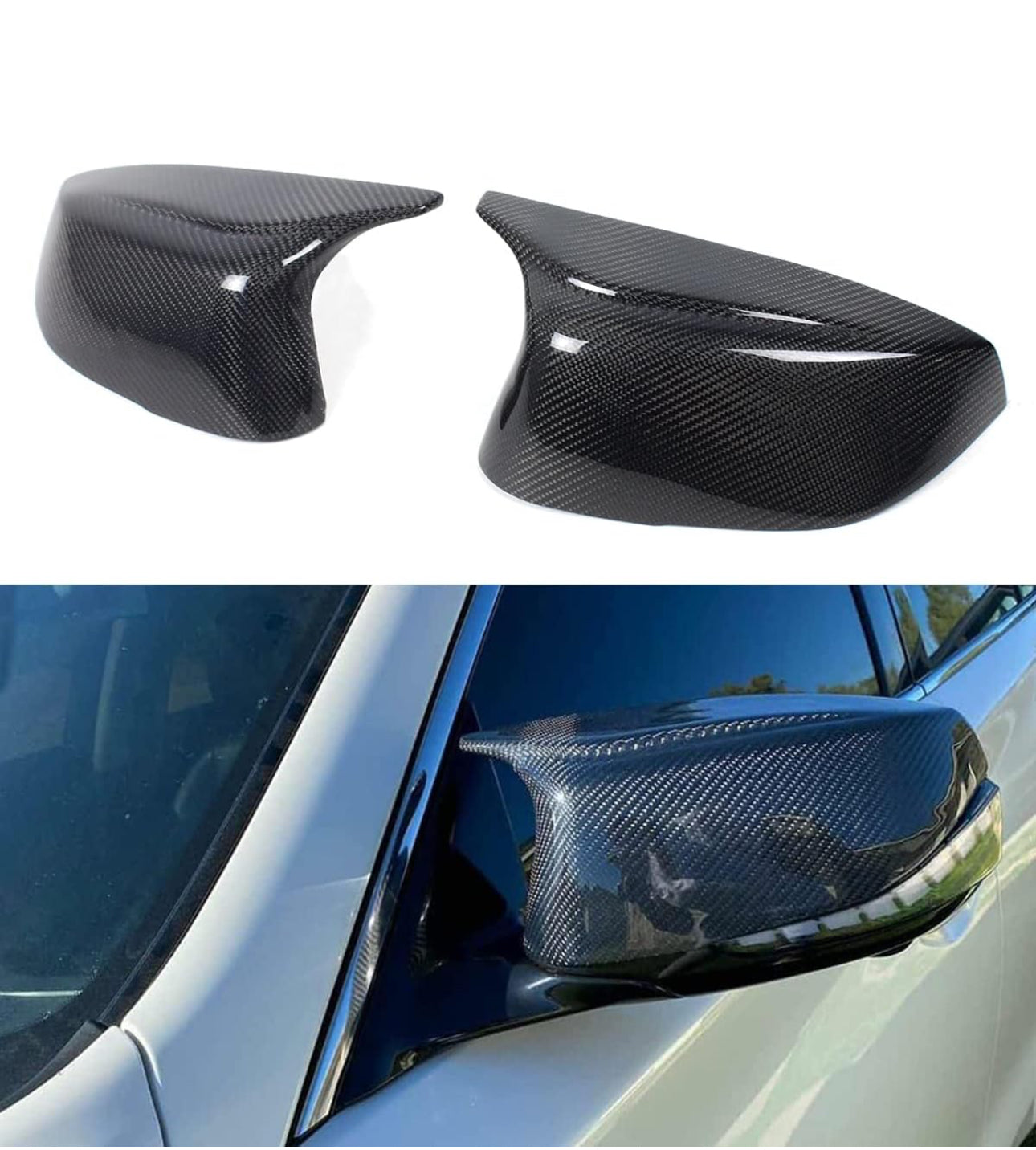 MyVQParts M Style Real Carbon Fiber Side Mirror Cover Caps for 2014-2022 Infiniti Q50/Q60