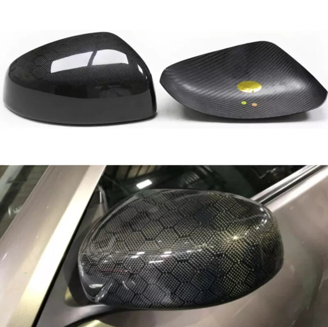 MyVQParts Real Dry Carbon Fiber Side Mirror Cover Cap Add-On for 2009-2020 Nissan 370Z Z34