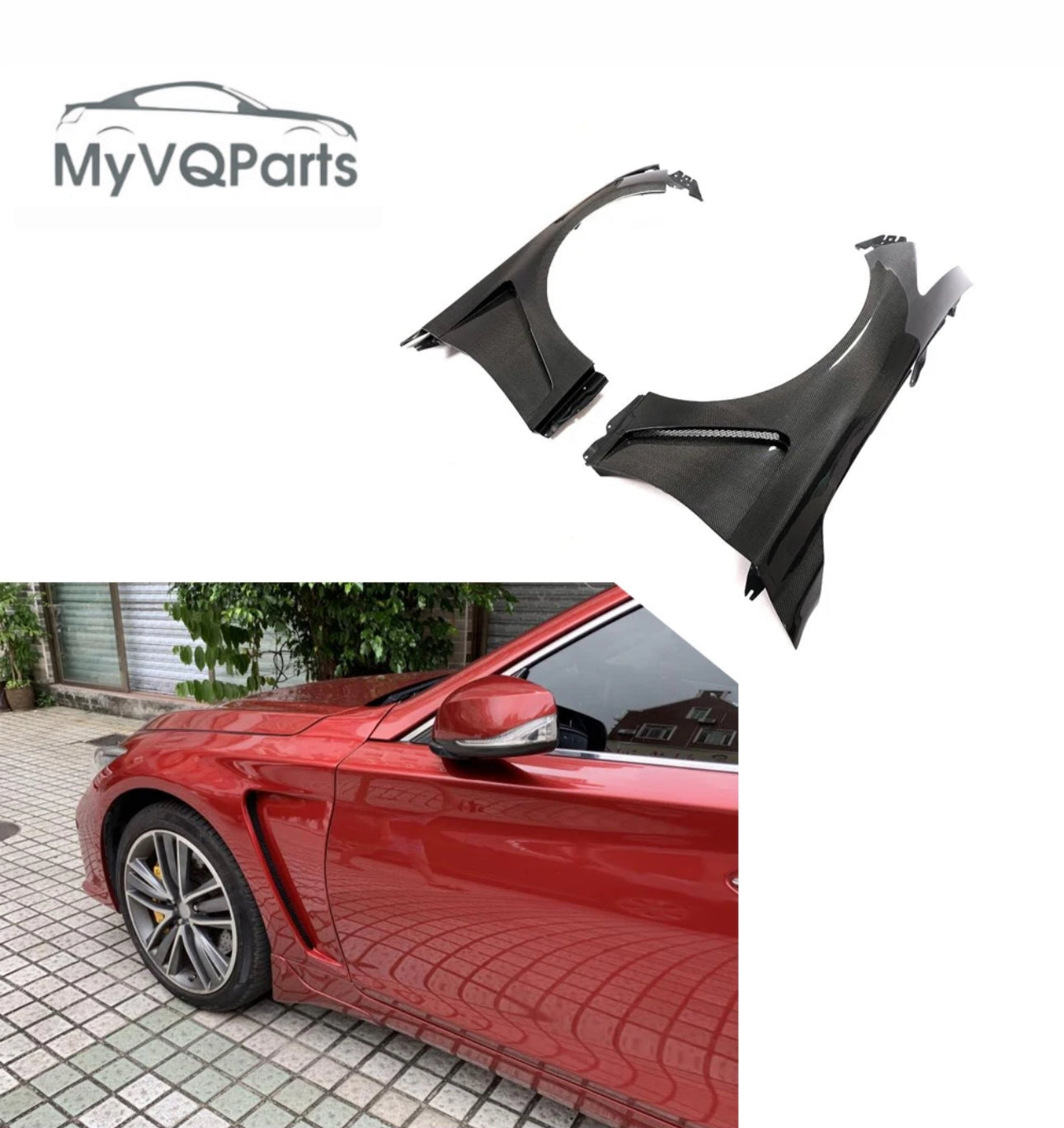 MyVQParts V1 Q50 Full Carbon Fiber Vented Fenders (2014-2020)