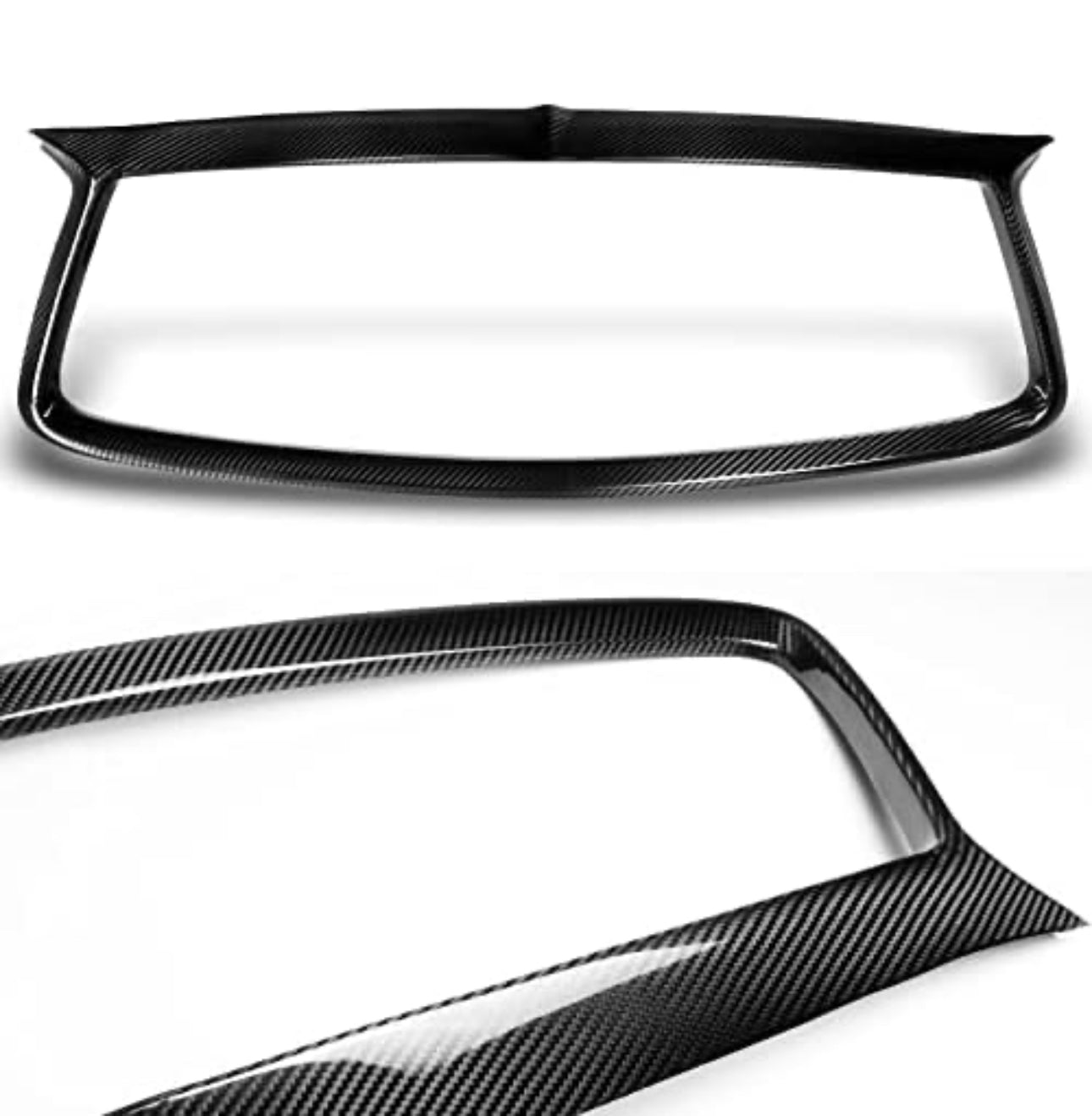 MyVQParts 2017-2022 Infiniti Q60 Carbon Fiber Front Grille Outline Trim Cover Overlay