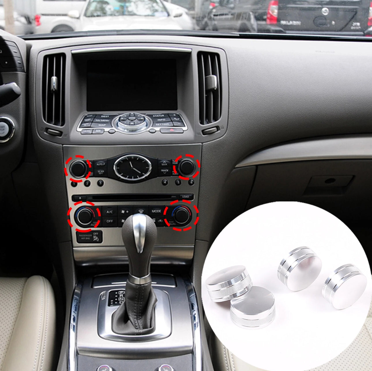 MyVQParts Silver Aluminum AC Volume Knob Cover – Fits Infiniti G35 G37