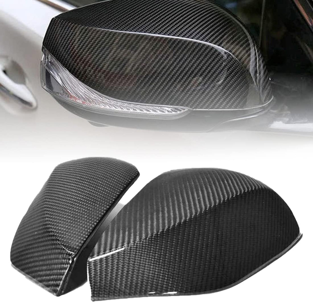 MyVQParts 2014-2024 Infiniti Q50 Q60 Q70 QX30 Carbon Fiber Side View Mirror Cover Caps