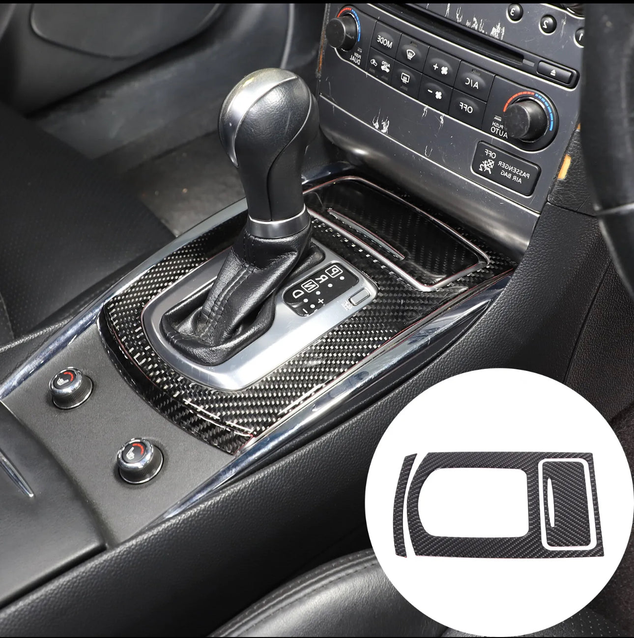 Carbon Fiber Console AT Gear Shift Panel Trim Sticker For Infiniti G37 2011-2014