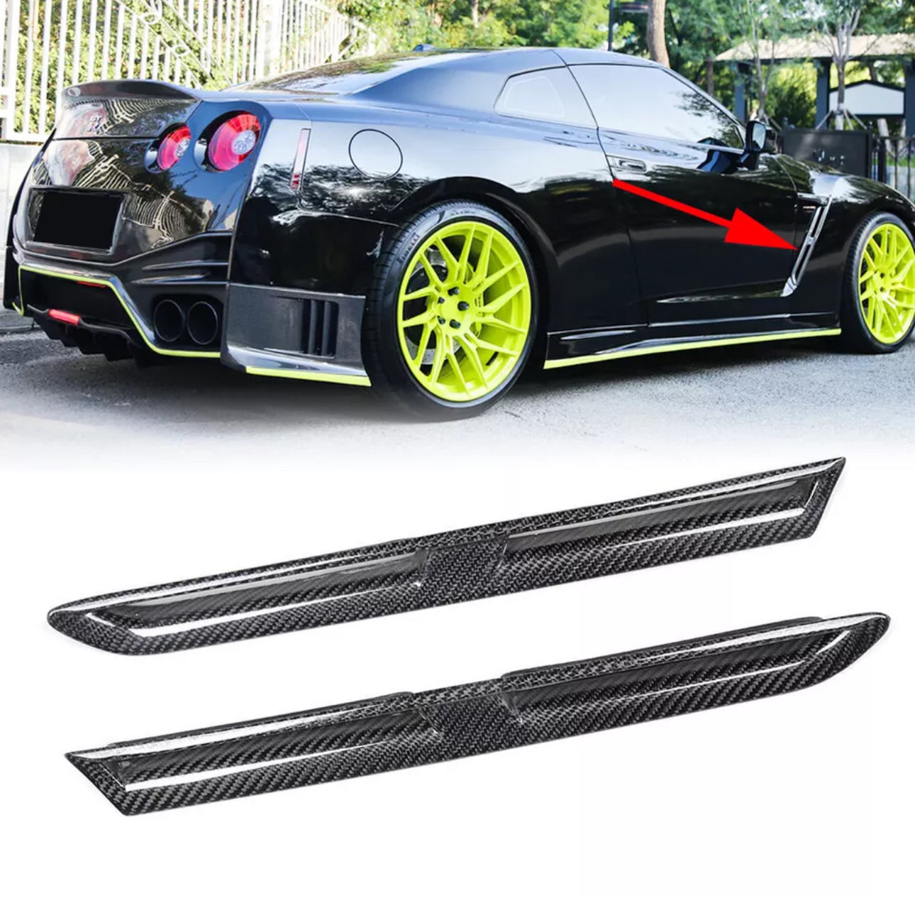 Real Carbon Front Side Fender Vents Air Scoop for Nissan GT-R R35 (2009-2015)