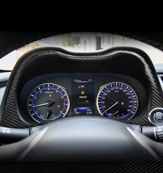Carbon Fiber Interior Dashboard Frame Cover Trim For Infiniti Q50 Q60 2014-2019