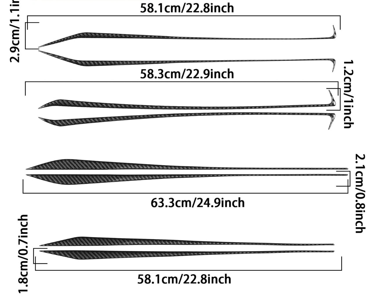 8Pcs Infiniti Q50 Real Carbon Fiber Interior Door Bezel Frame Panel Cover Trim