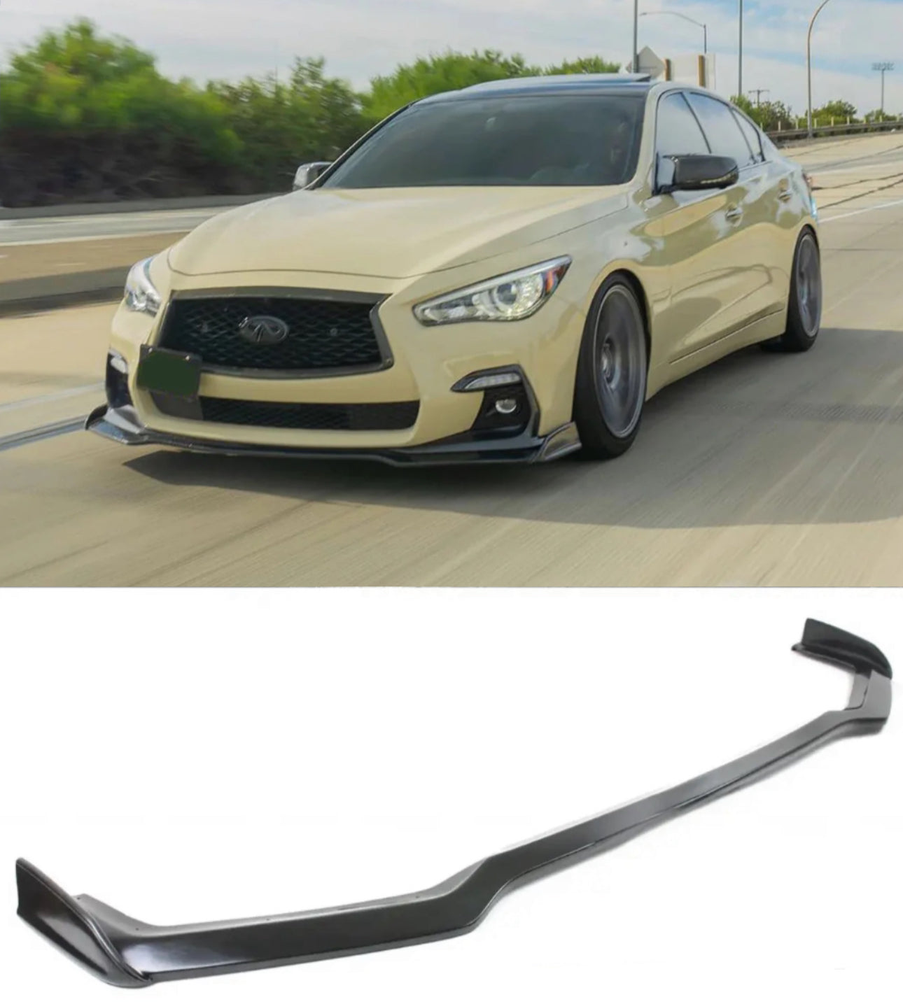 MyVQParts Front Bumper Lip Splitter for 2018-2024 Infiniti Q50 S Sport Model