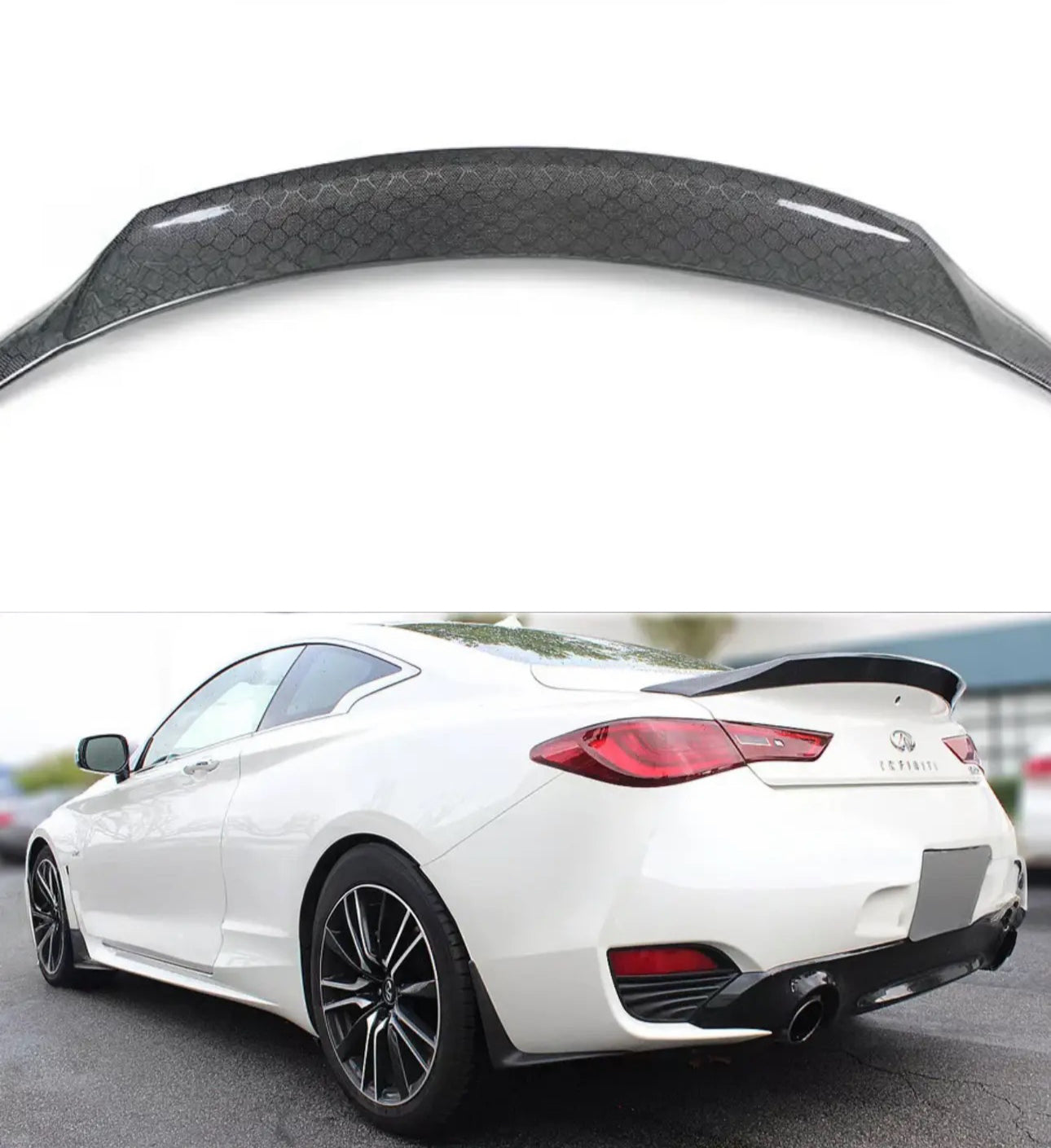 MyVQParts INFINITI Q60 V1 HIGH KICK DUCKBILL CARBON FIBER TRUNK SPOILER WING 17-2022