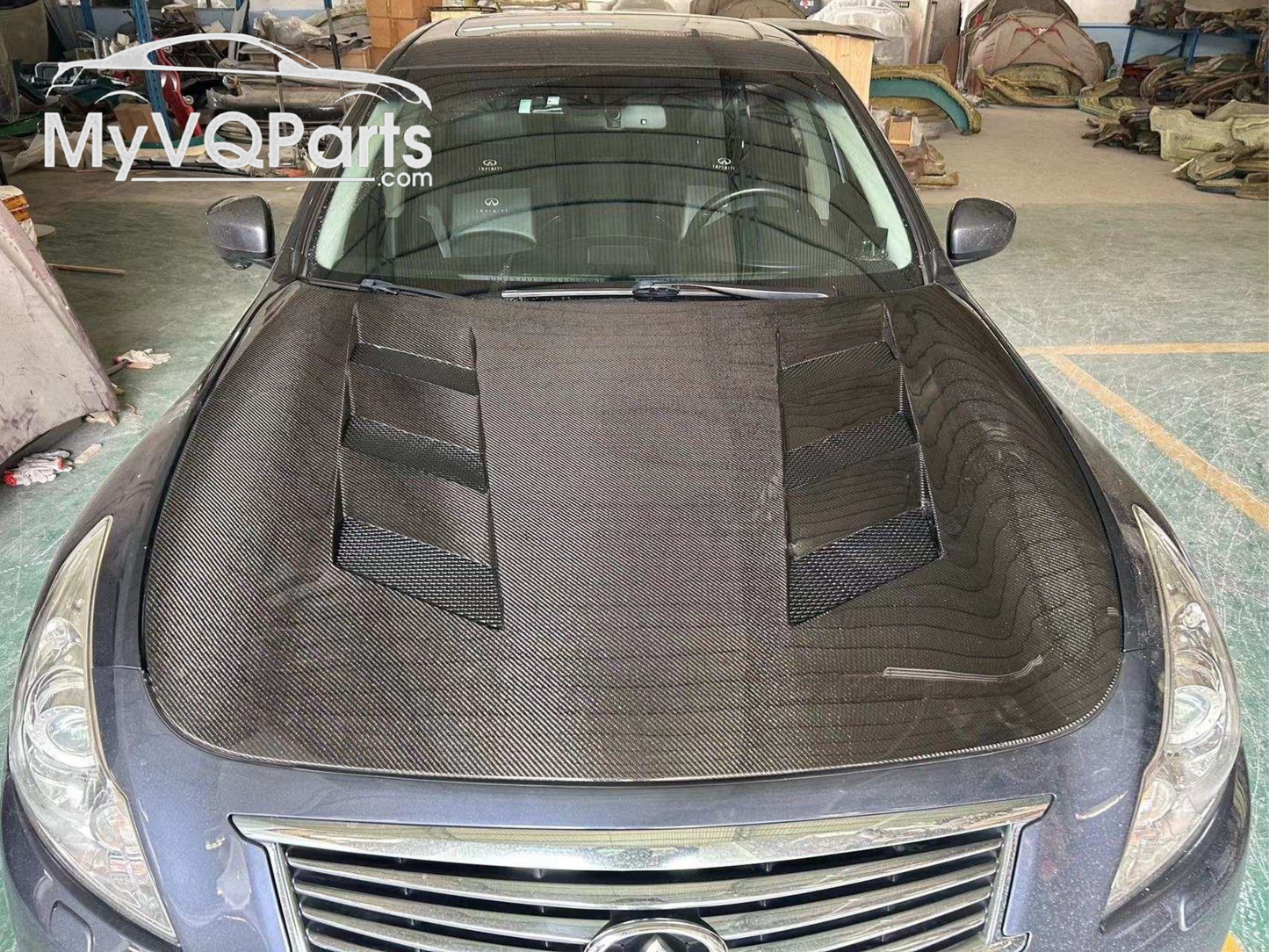 MyVQParts G37 Sedan Full Carbon Fiber Vented Hood