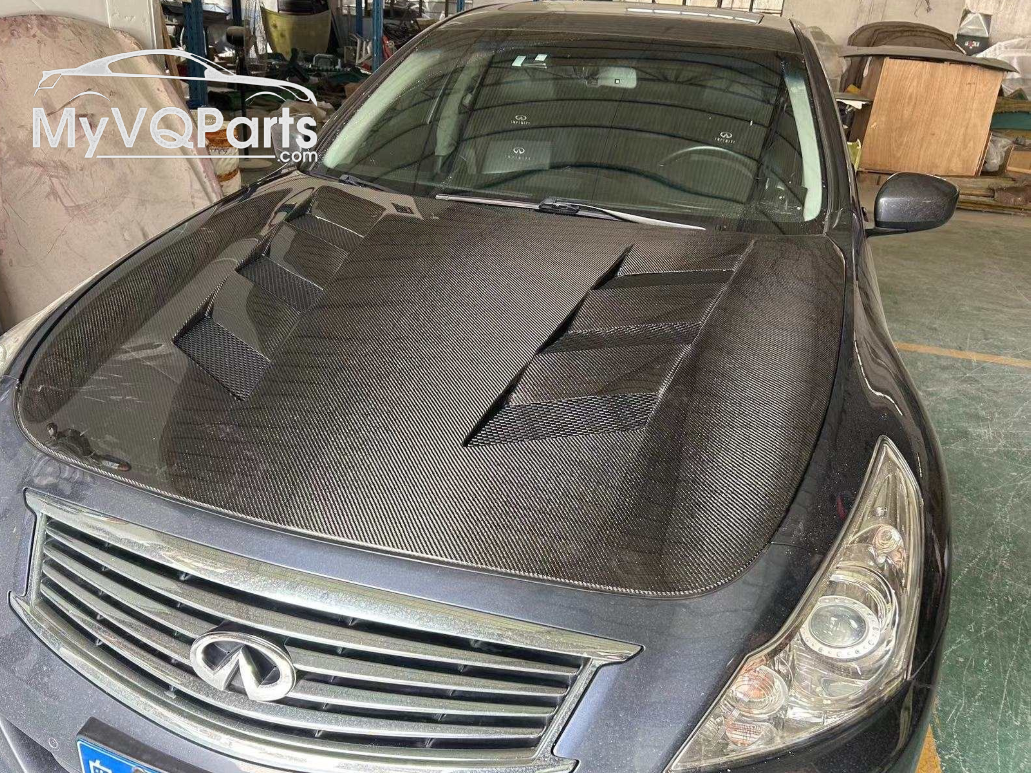 MyVQParts G37 Sedan Full Carbon Fiber Vented Hood