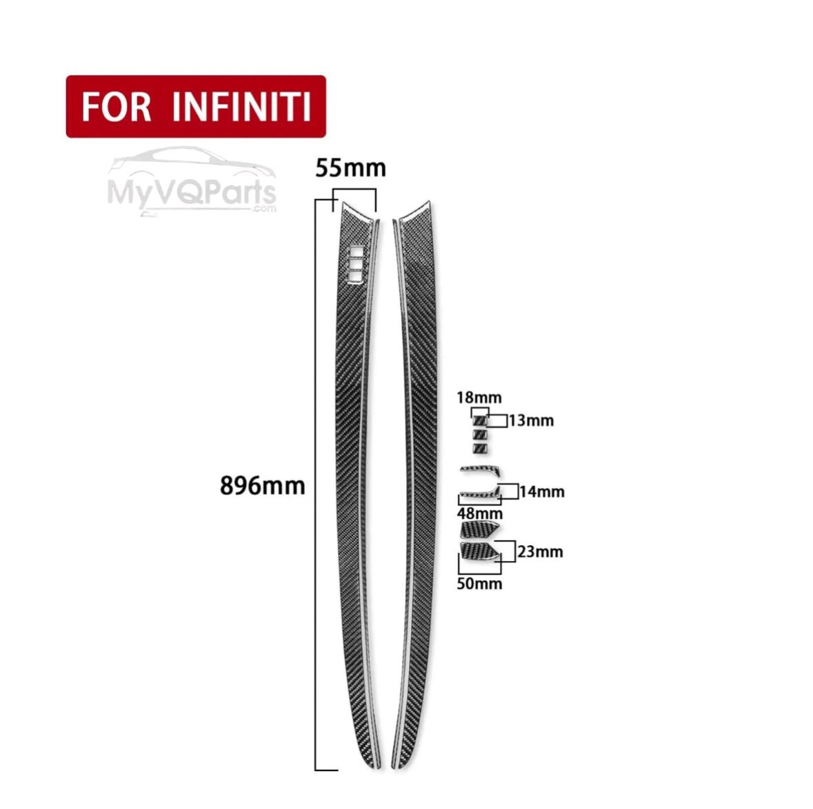 11×Carbon Fiber Interior Door Panel Trim Cover For Infiniti G37 2-Door 2010-2013