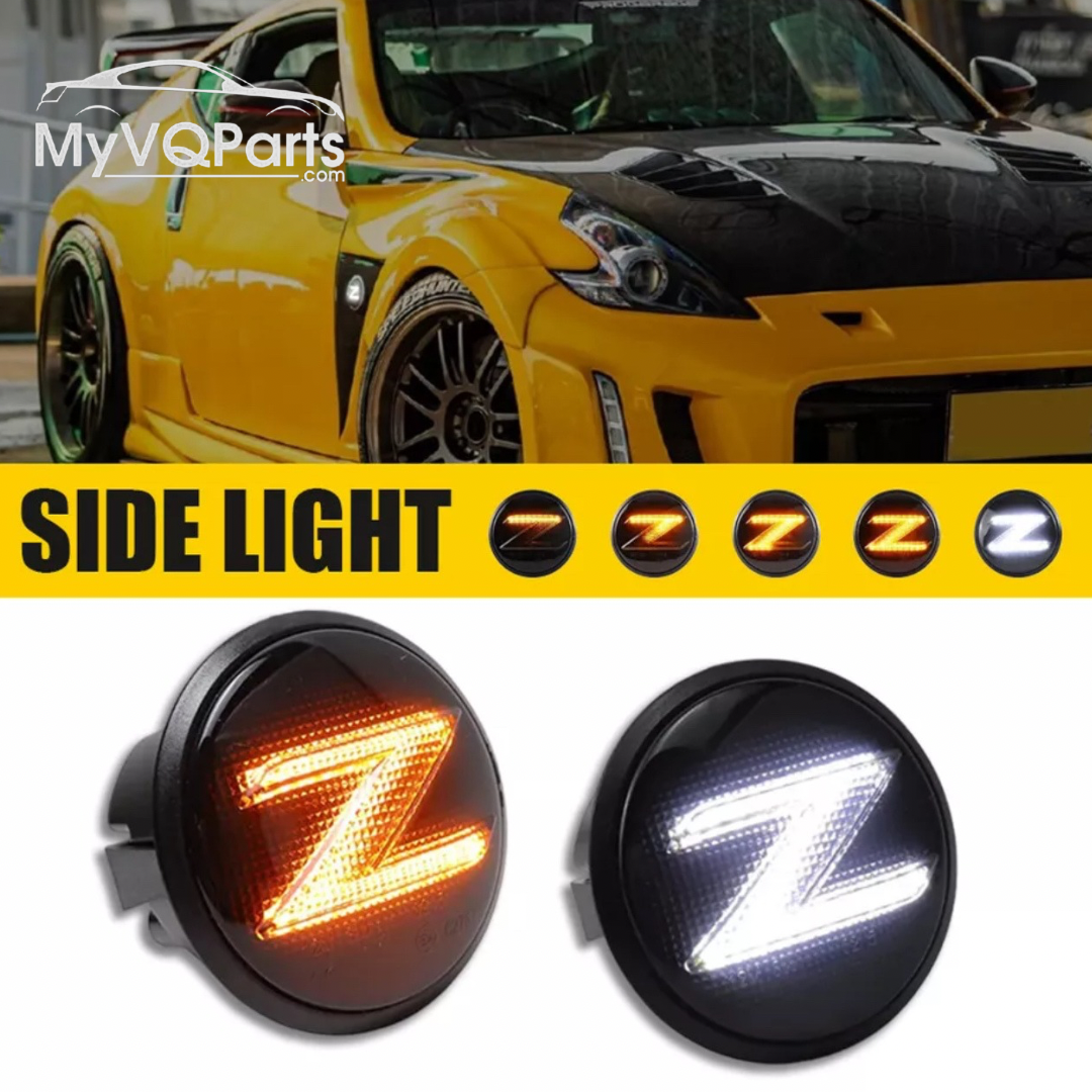 2x LED Side Marker Light Dynamic Sequential Smoke Lamp For 2009-2020 Nissan 370Z