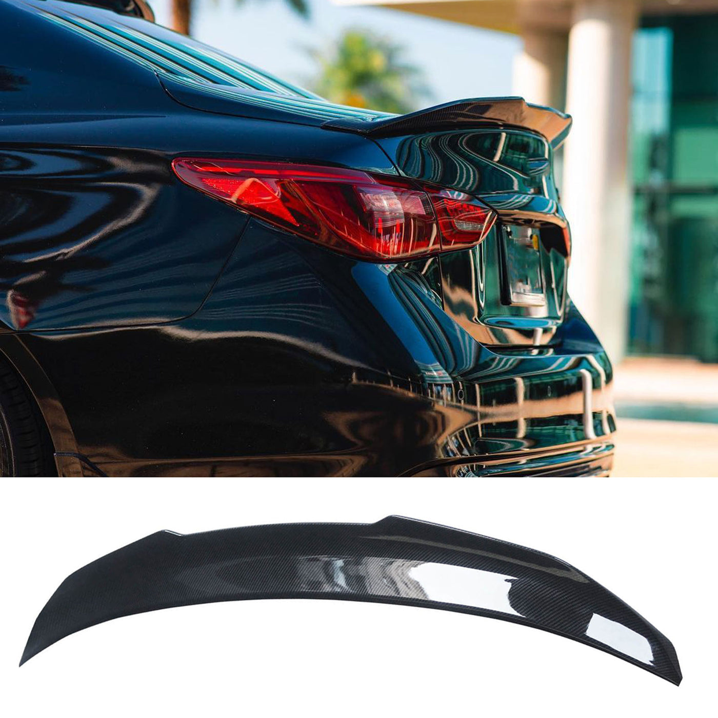 MyVQParts 2014-2023 Infiniti Q50 Real Carbon Fiber Trunk “M style” Spoiler Wing