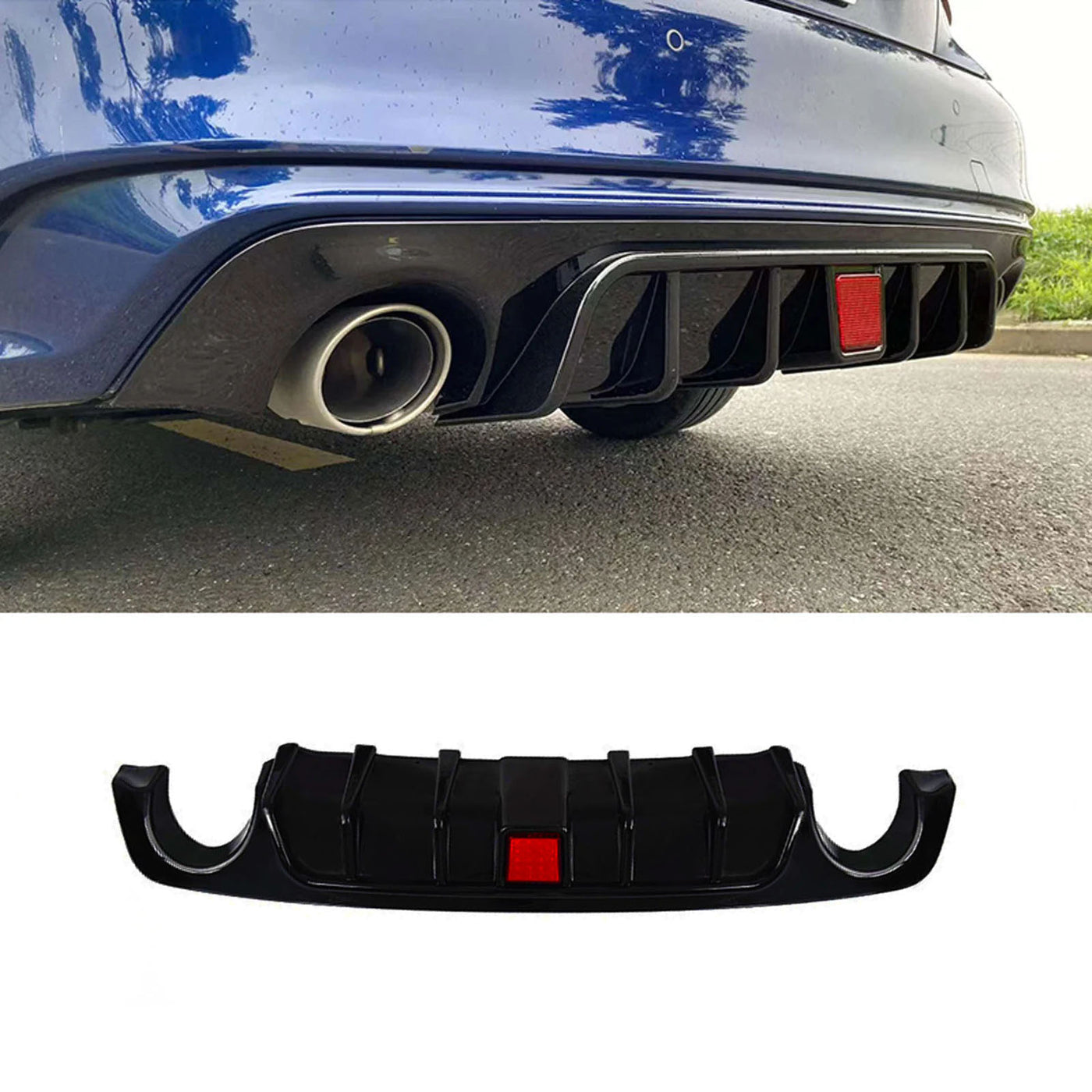 MyVQParts 2018-2024 INFINITI Q50 REAL CARBON FIBER REAR BUMPER DIFFUSER W/ LED BRAKE LIGHT